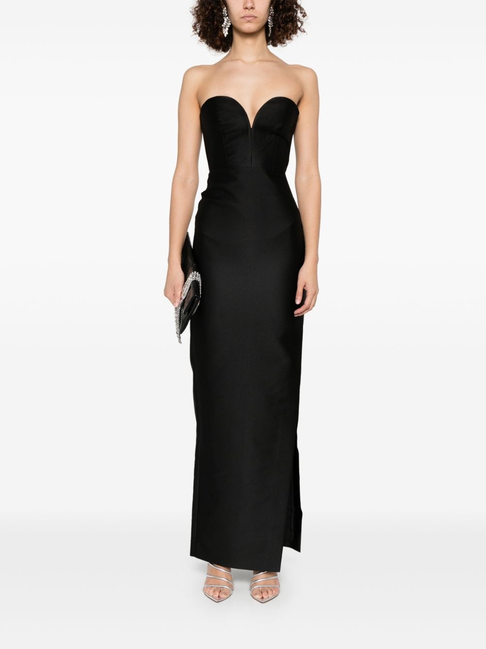sweetheart-neck taffeta gown - 2