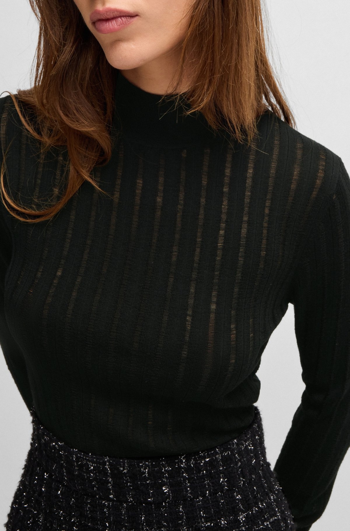 WOOL SWEATER WITH STRUCTURED STRIPES - 5