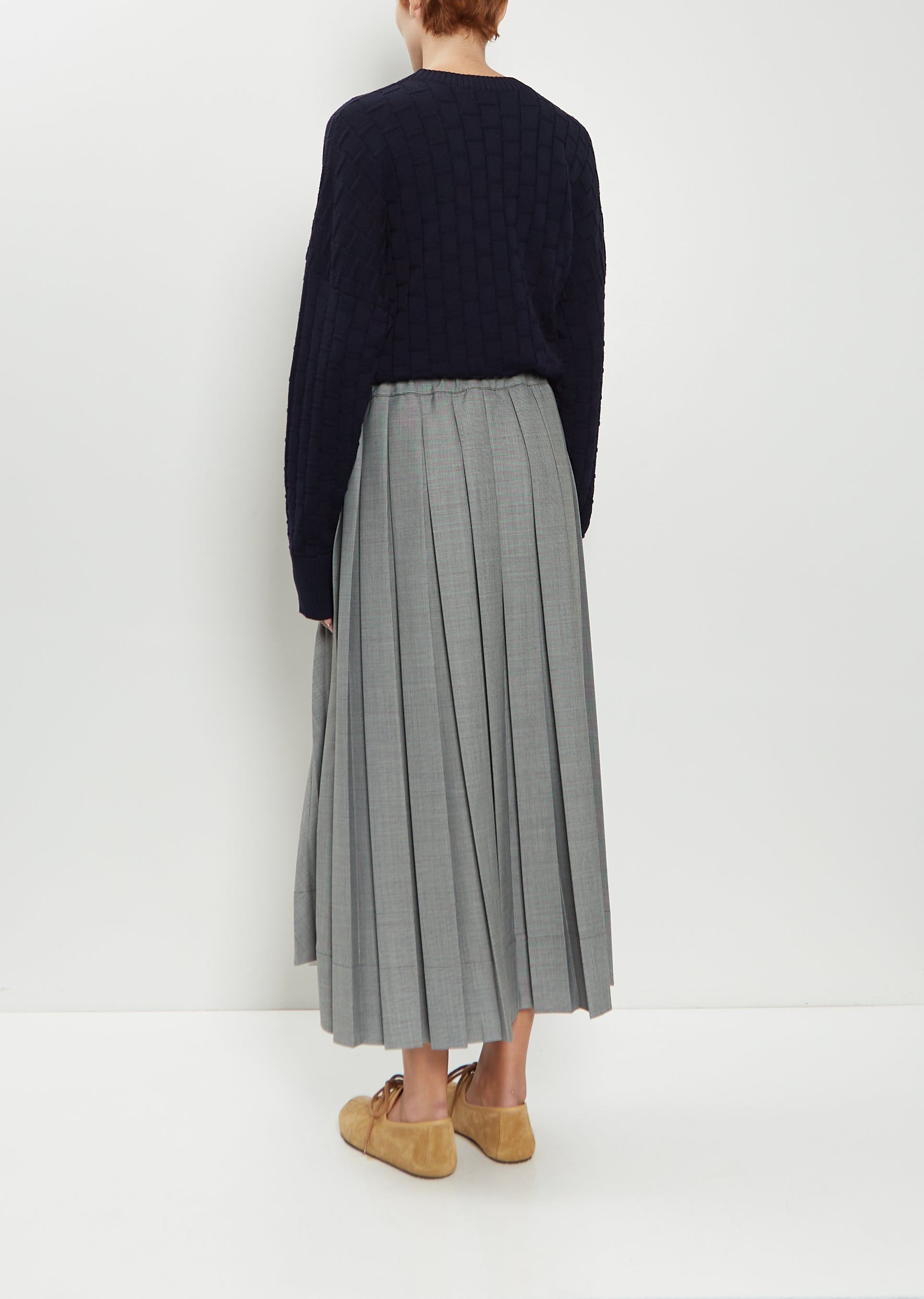 Pleated Wool Blend Skirt - 3