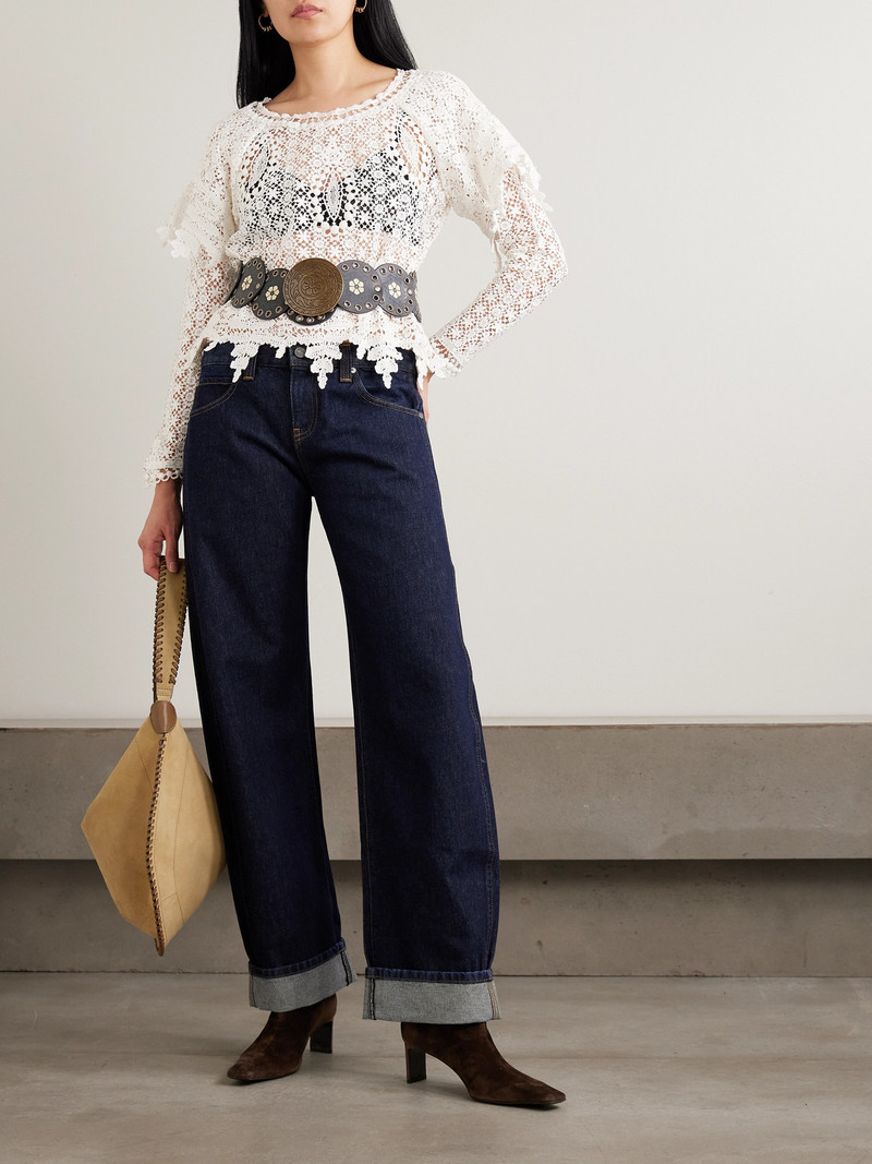 Isabel Marant Hyliana Layered Scalloped Cotton Lace Blouse outlook