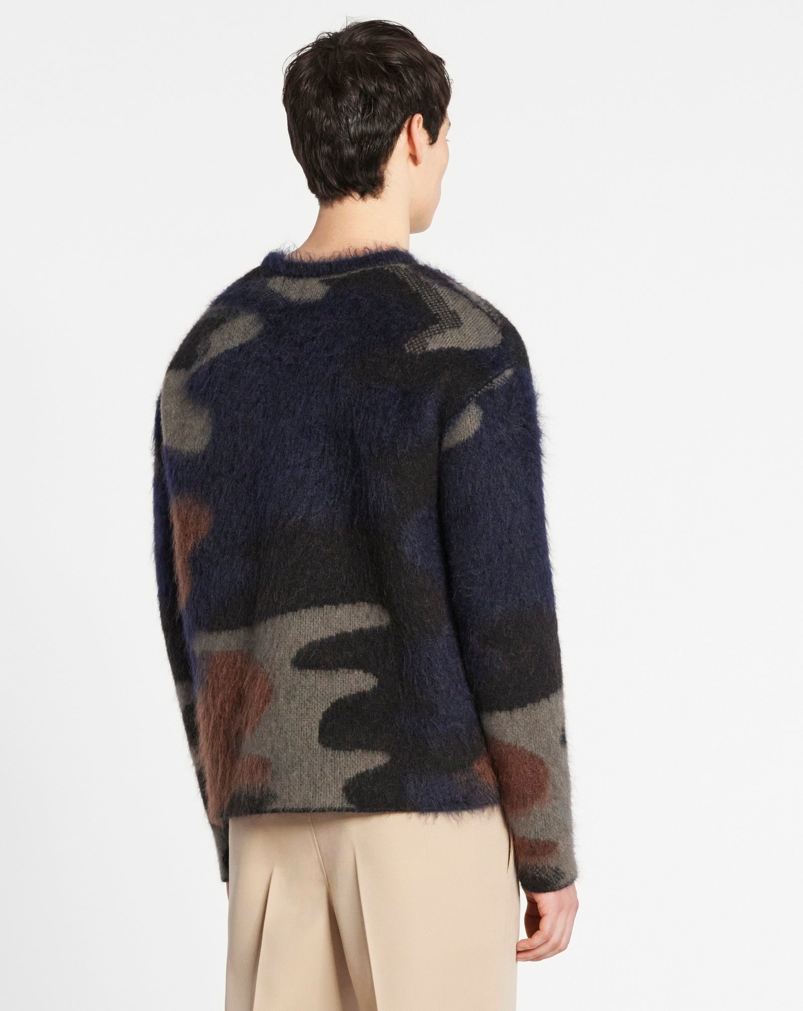 ROUND NECK CAMOUFLAGE KNIT SWEATER - 4