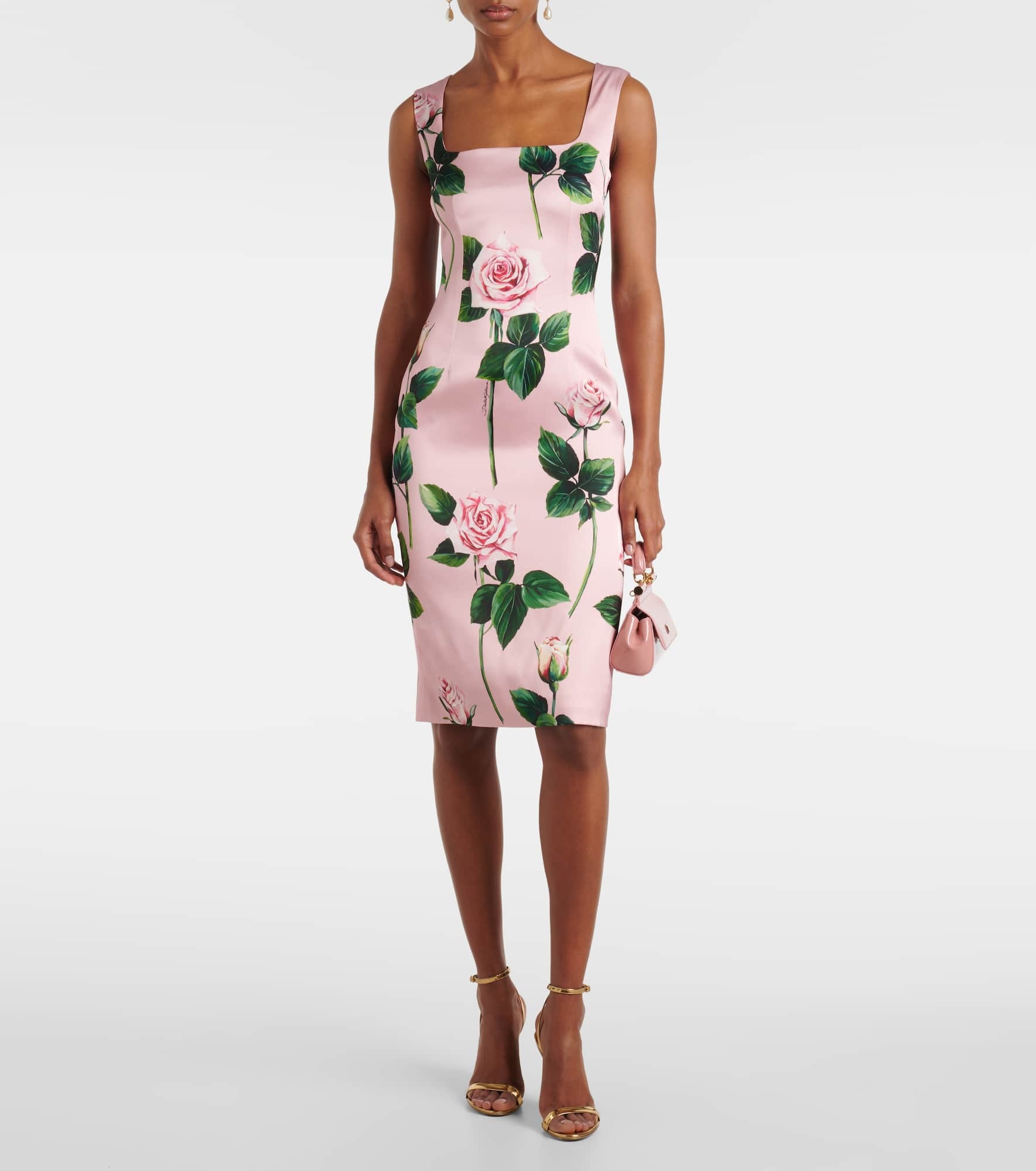 Floral satin midi dress - 2