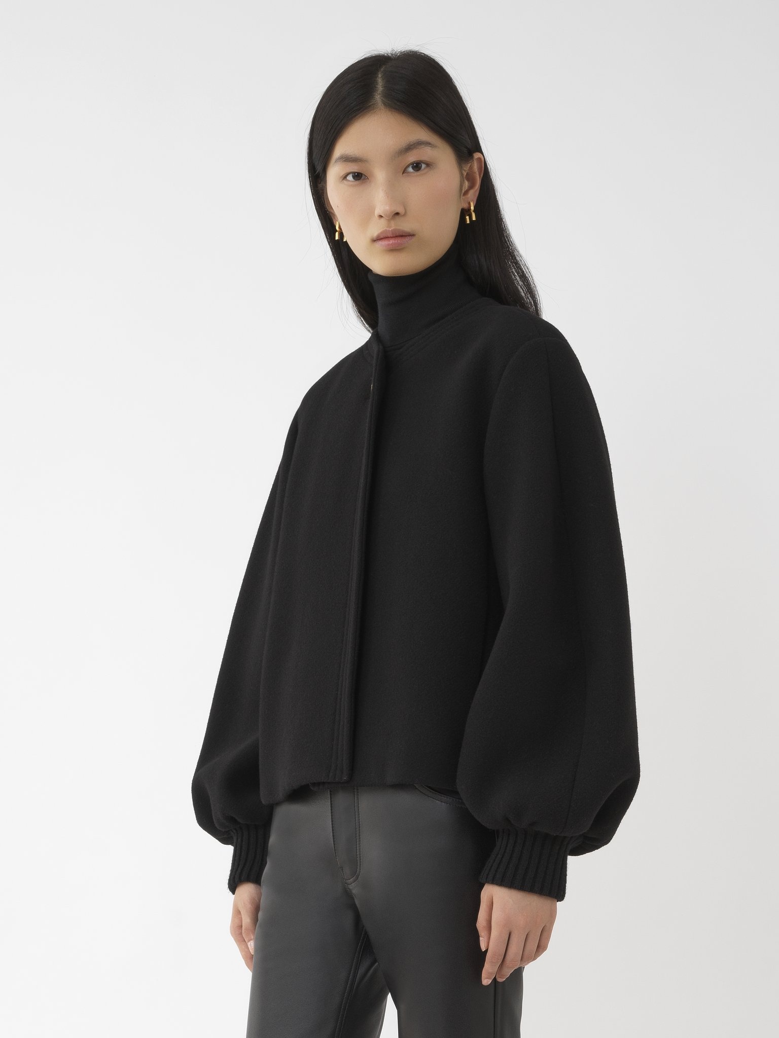 BALLOON-SLEEVE SHORT COAT - 3