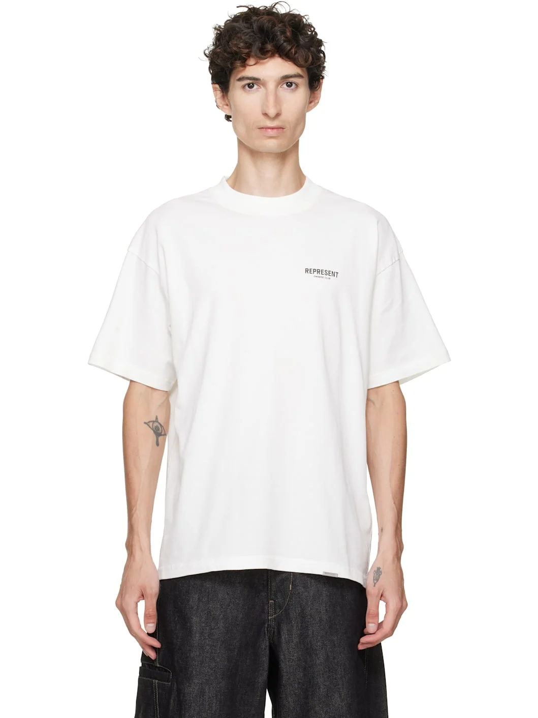 White Printed 'Owners Club' Script T-shirt - 1