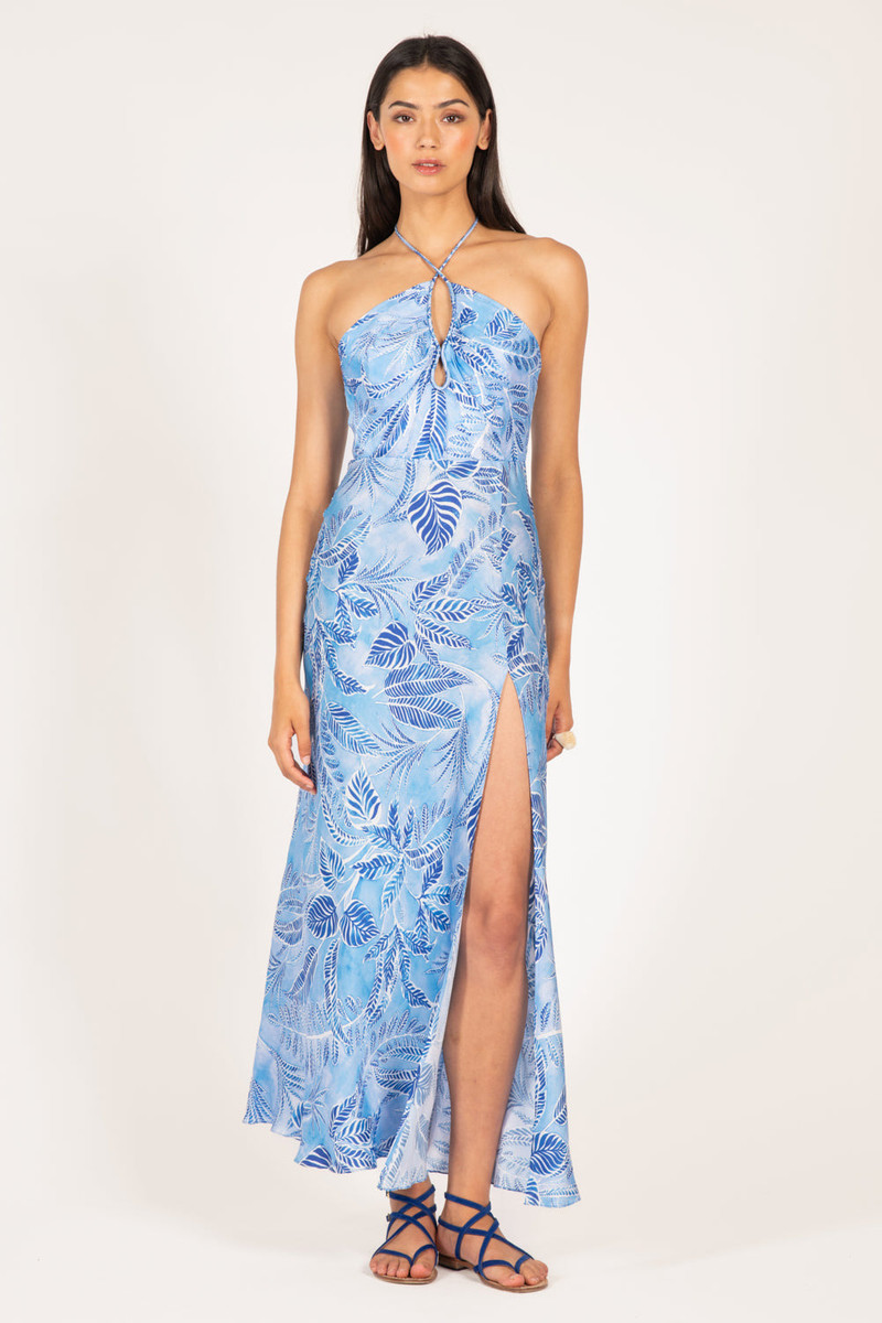Long Dress Stella - Blue Calathea 1
