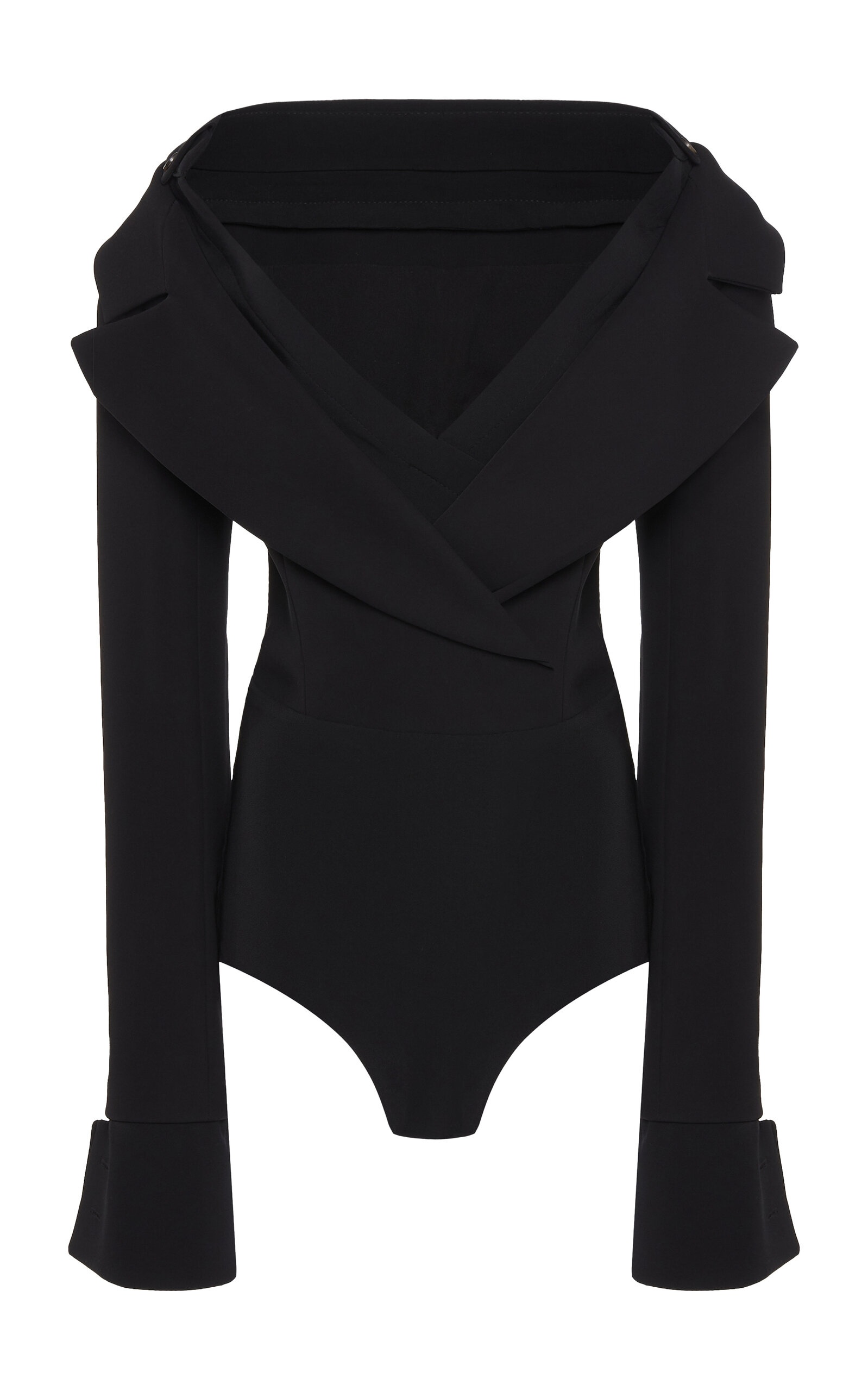 Tailored Off-The-Shoulder Crepe Bodysuit black - 1