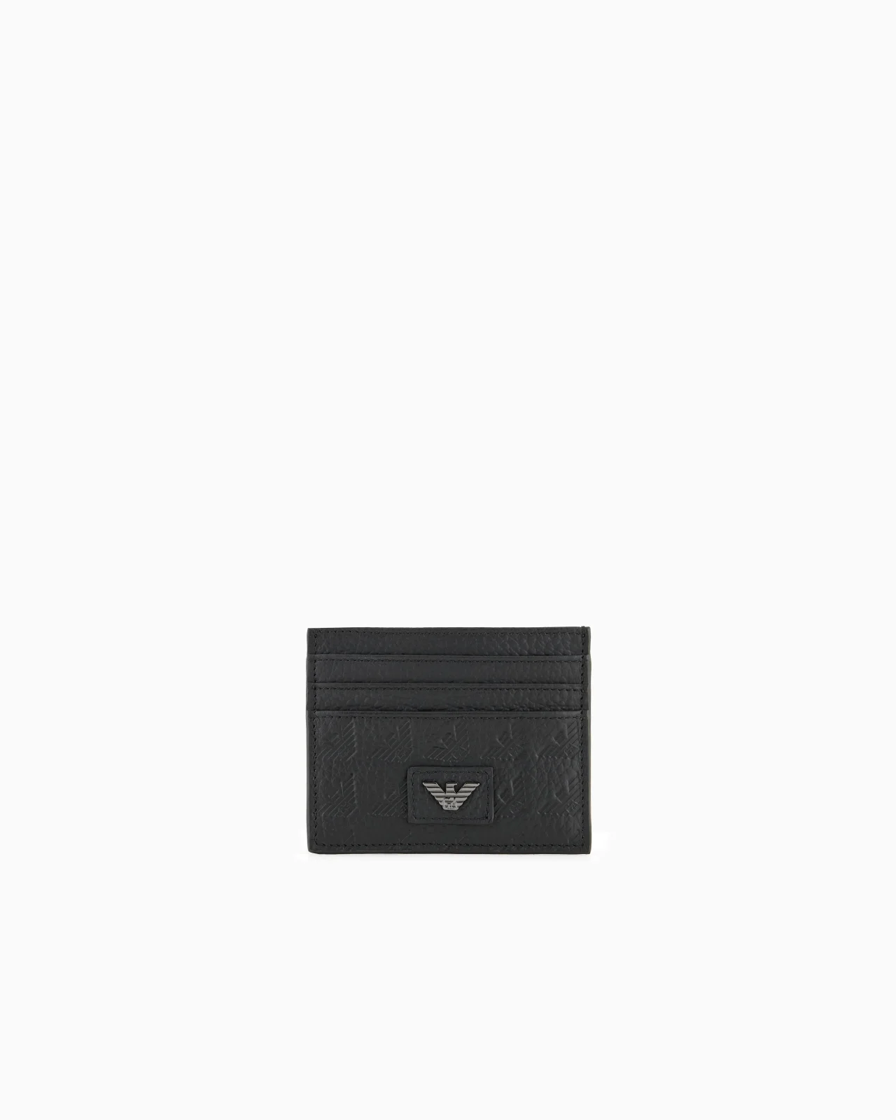 LEATHER CARD HOLDER WITH ALL-OVER EMBOSSED EAGLE - 1