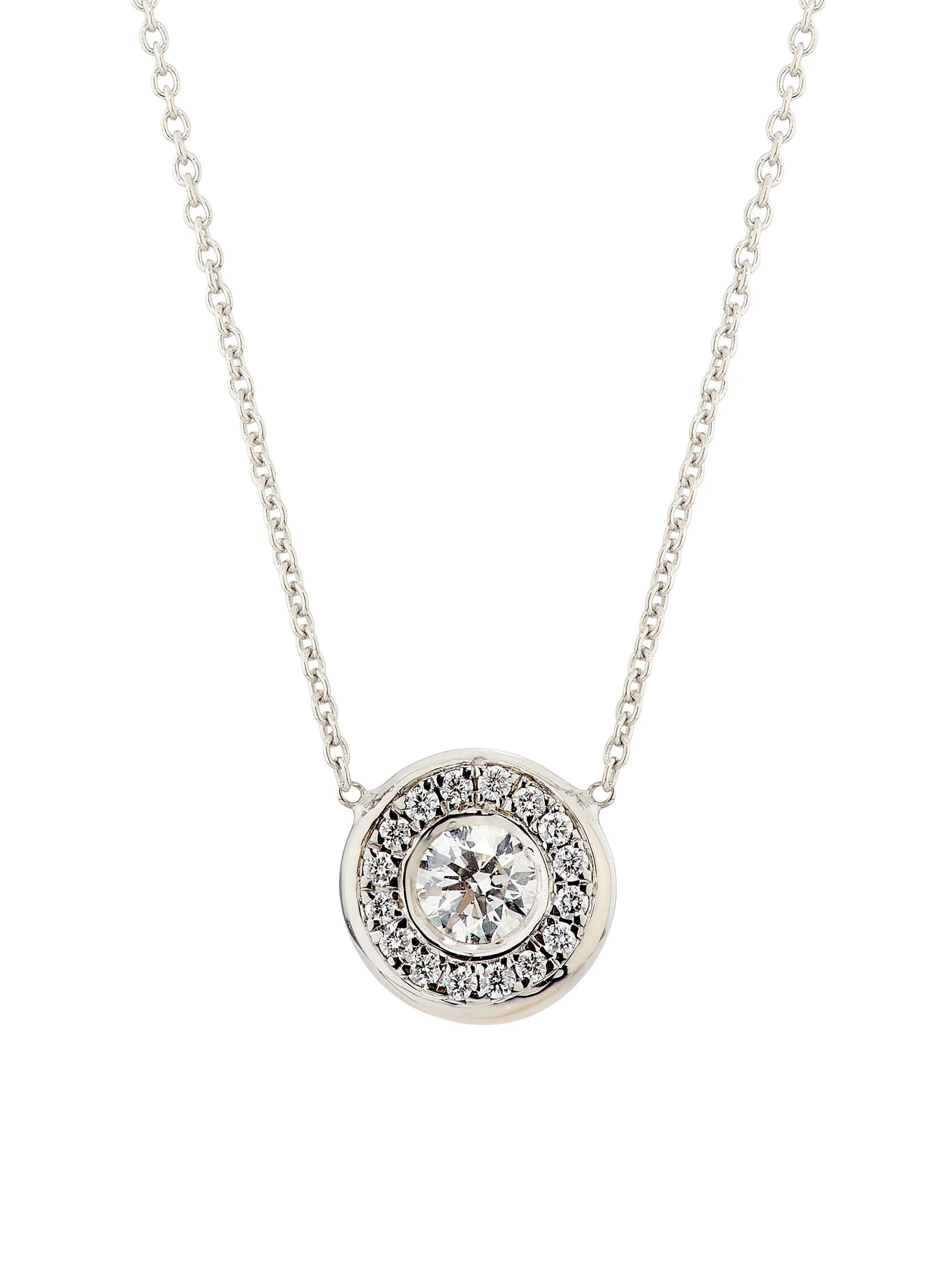 Women's Tiny Treasures 18K Gold & 0.28 TCW Diamond Halo Pendant Necklace - White Gold - 1