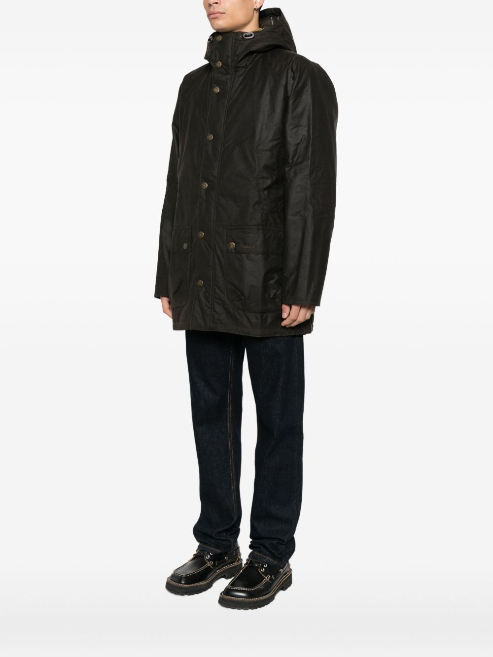 hooded snap-fit coat - 3