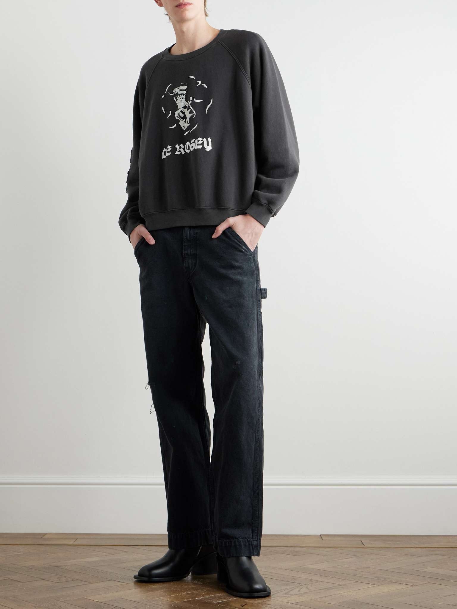 Le Rosey Logo-Print Distressed Cotton-Jersey Sweatshirt - 2