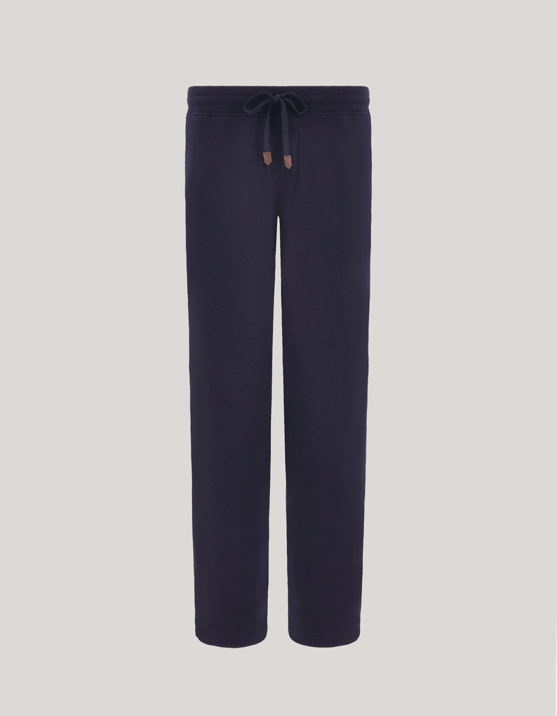BLUE IMPECCABILE WOOL JOGGERS WITH CONTRASTING PIPING 1