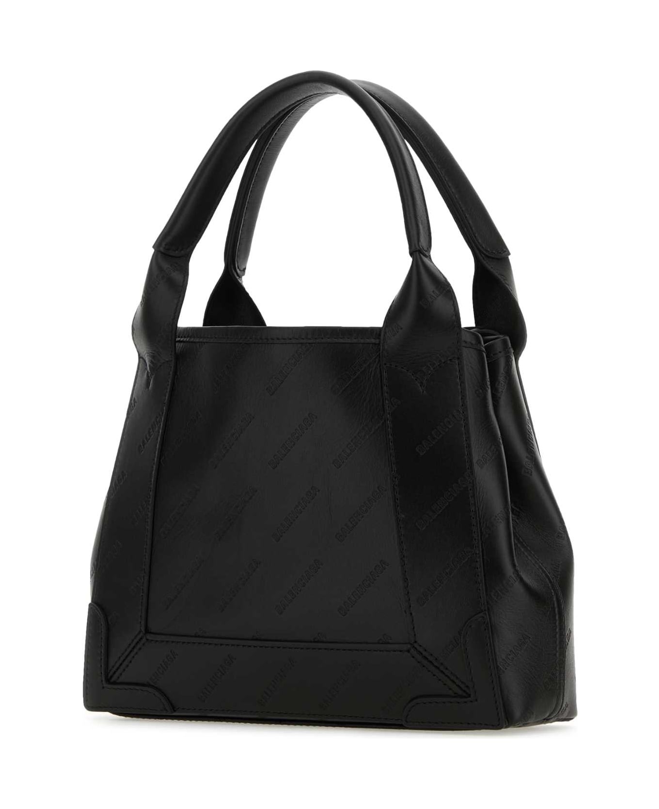 Black Leather Cabas Navy Xs Handbag - 2