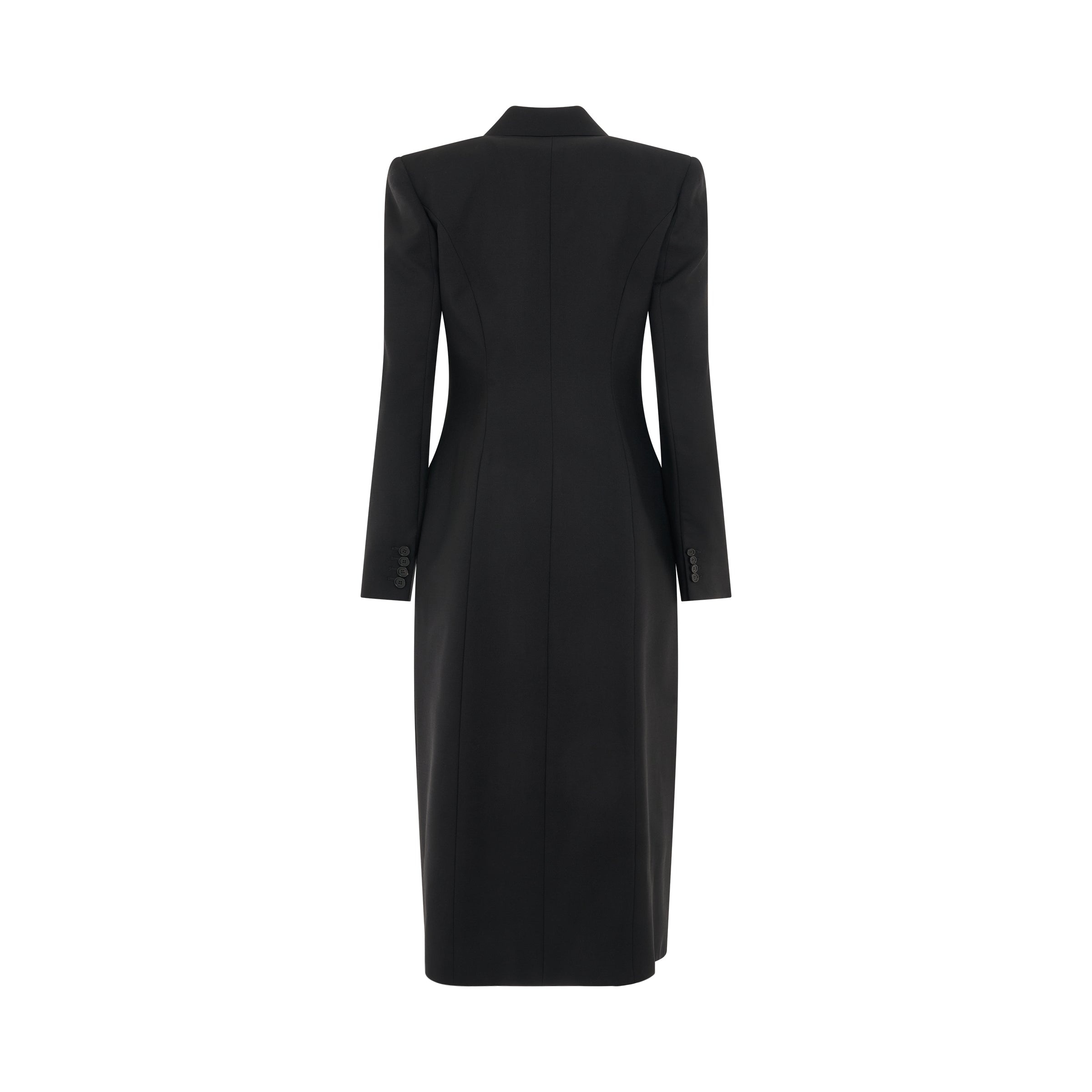 Double Breasted Slit Detail Coat in Black - 4