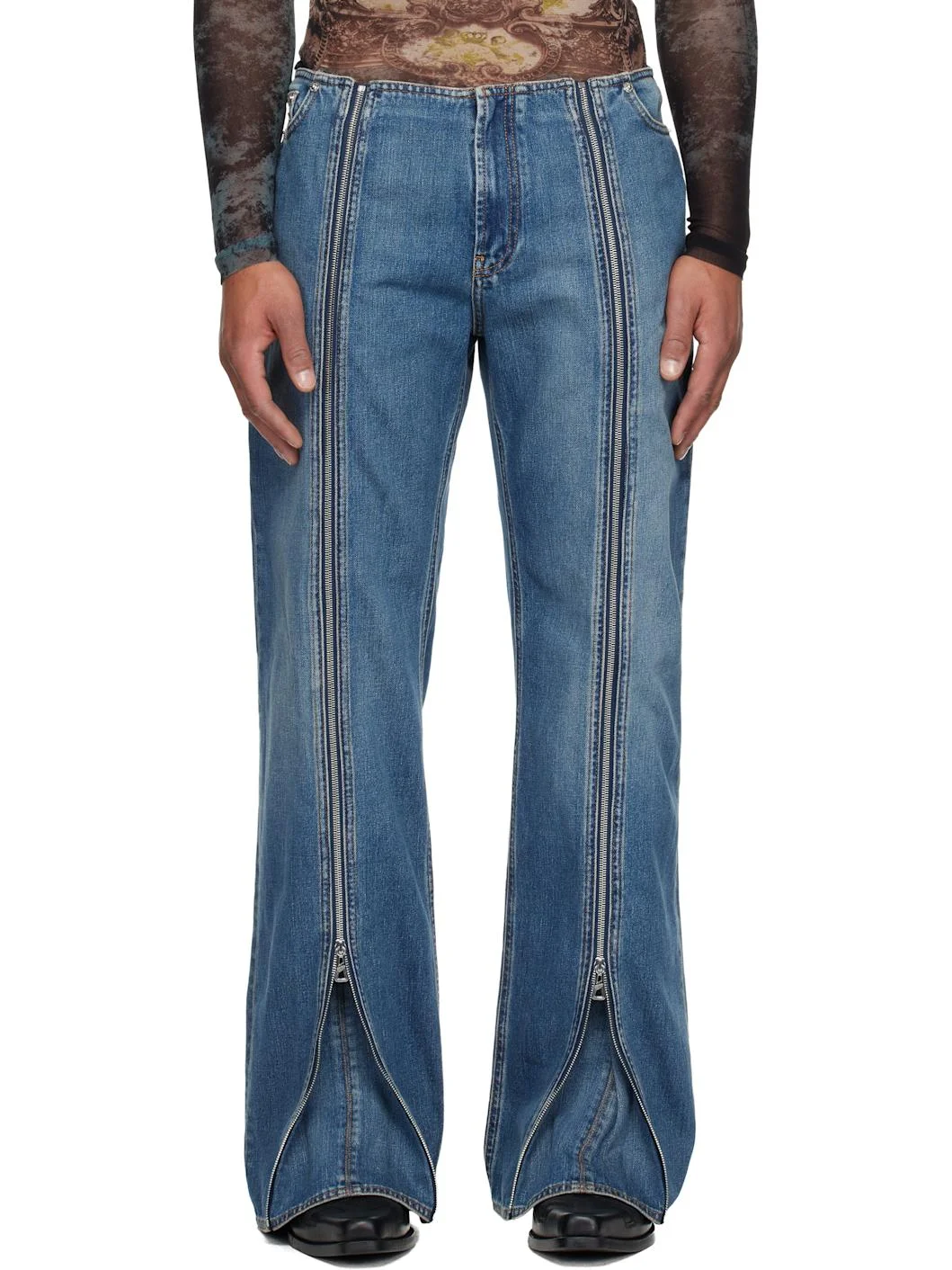 Blue Zipped Jeans - 1