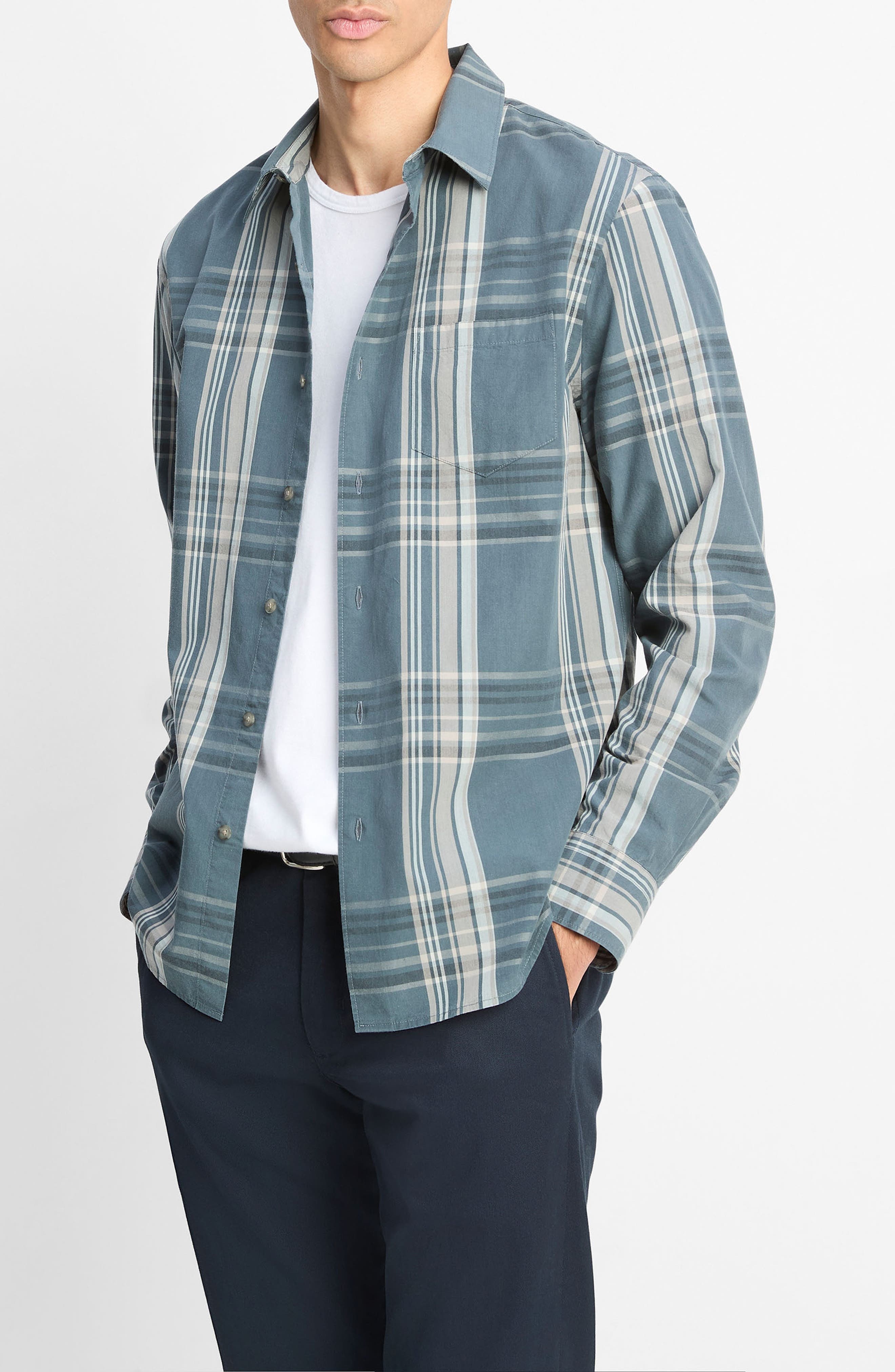 Vince Lorimer Plaid Button-Up Shirt in Harbor Blue Combo at Nordstrom - 3