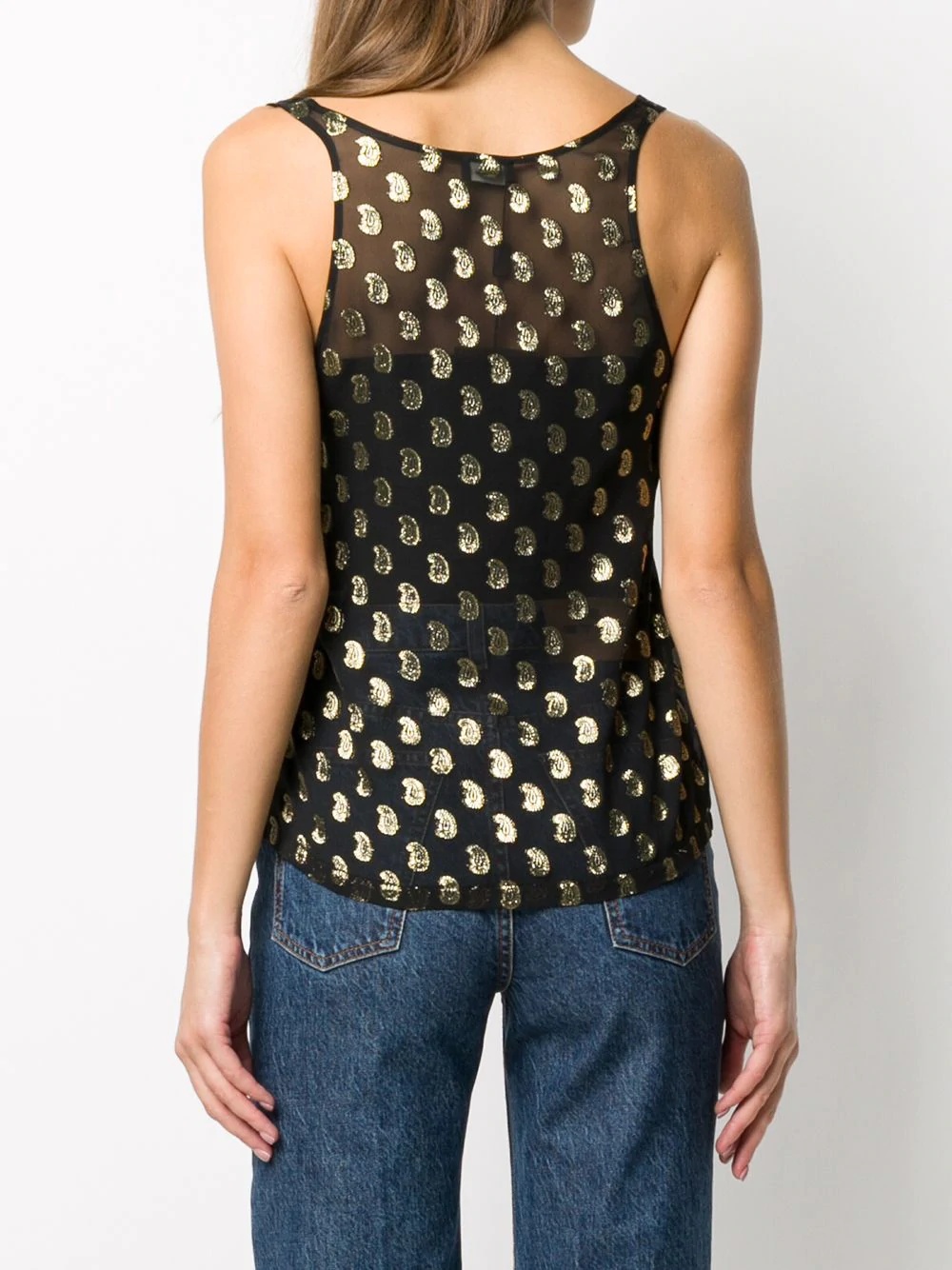 paisley-embroidery silk vest - 4