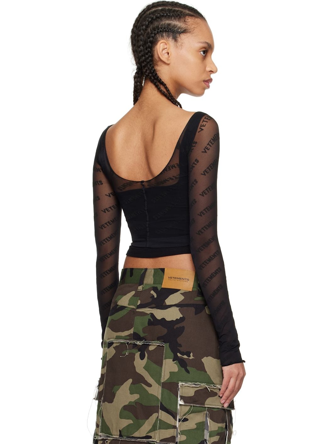Black Logo Stockings Top - 3