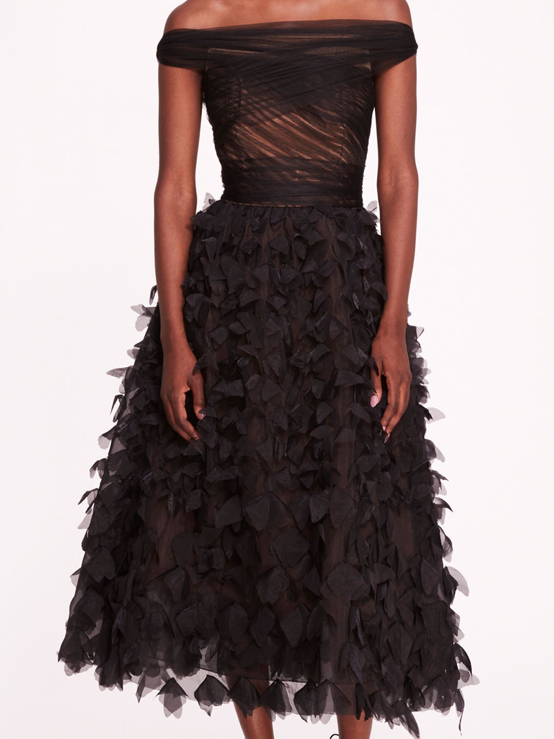 DRAPED TULLE MIDI DRESS - 4