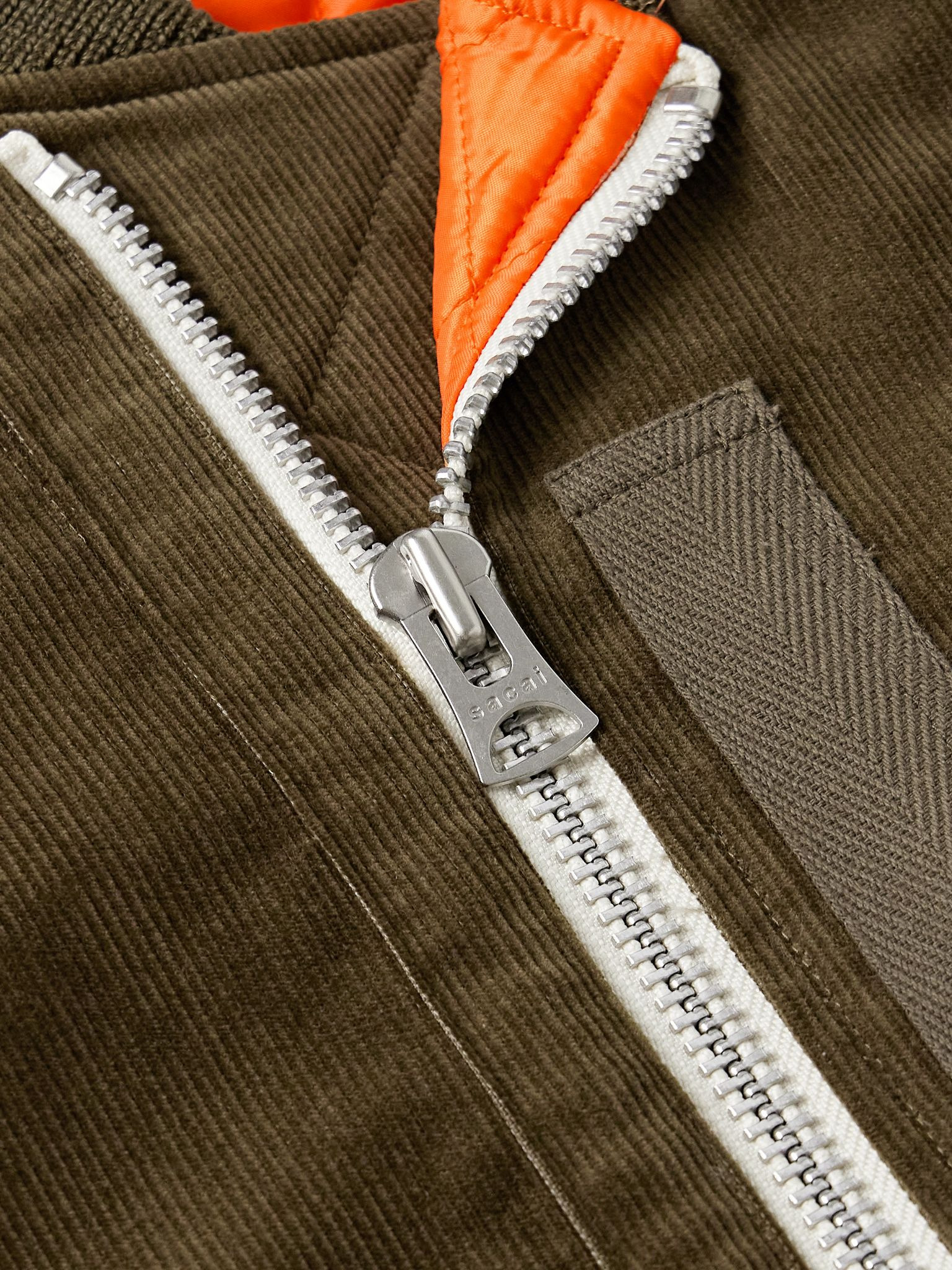 Canvas-Trimmed Cotton-Blend Corduroy Bomber Jacket Dark green - 4
