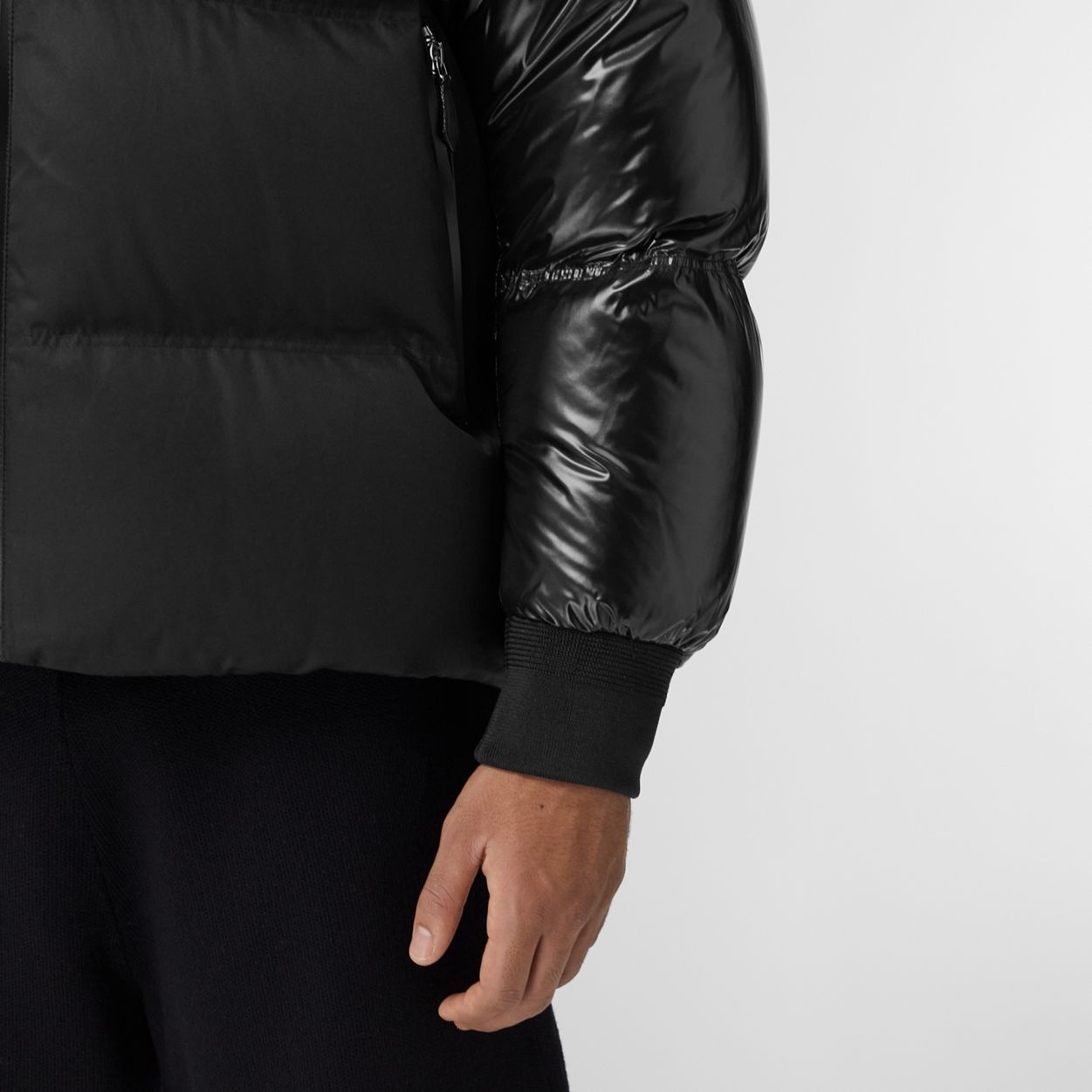 Contrast Panel Cotton Gabardine Puffer Jacket - 5