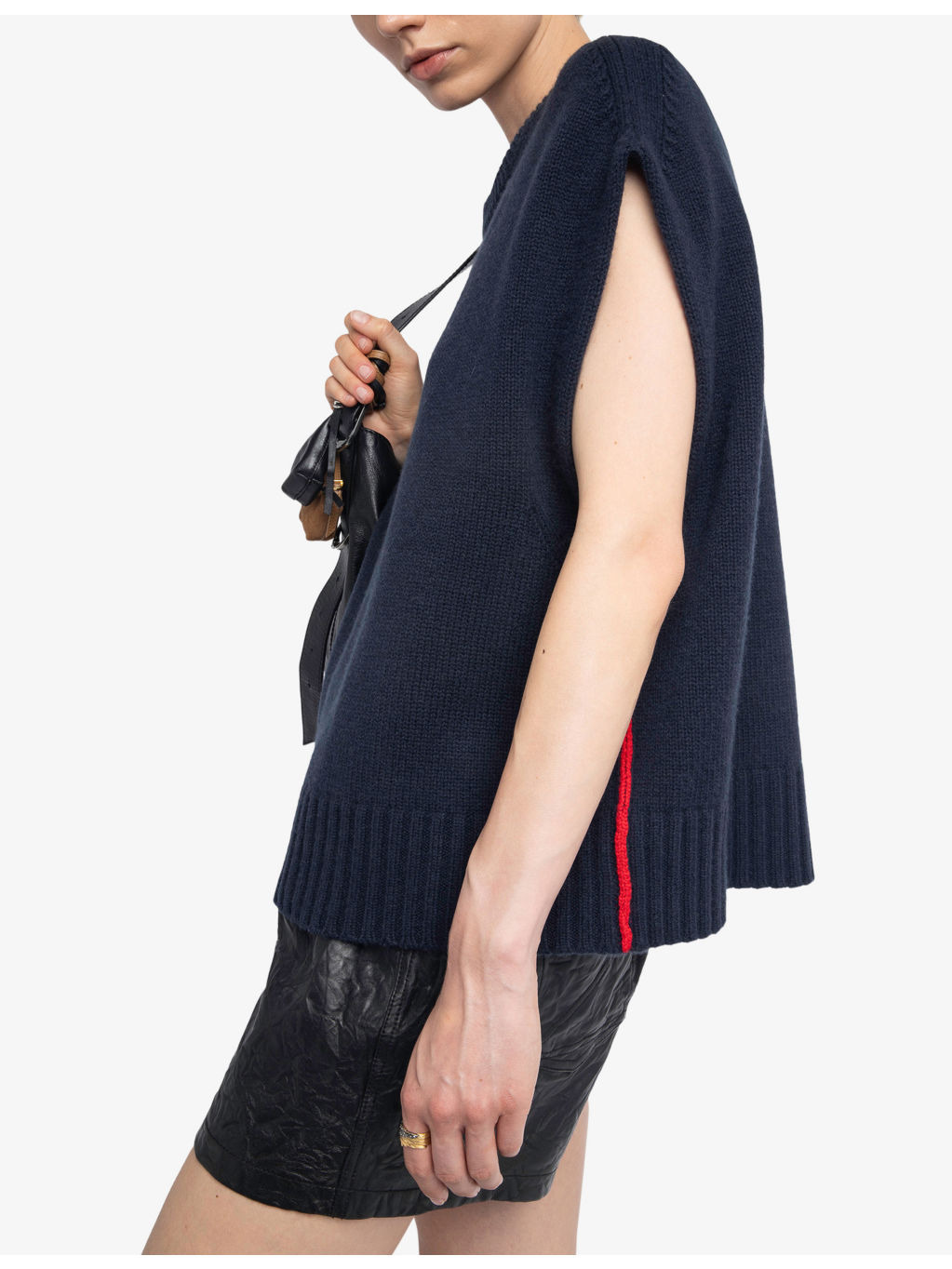 Contrast-Edge Relaxed-Fit Sleeveless Wool And Cashmere-Blend Jumper - 5
