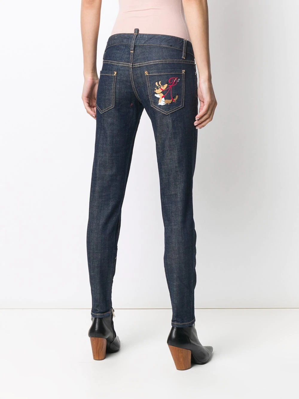 puppy logo skinny jeans - 4