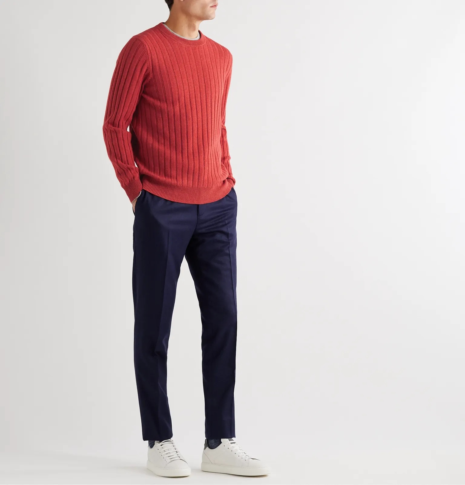 Slim-Fit Ribbed Virgin Wool, Cashmere and Silk-Blend Sweater - 2