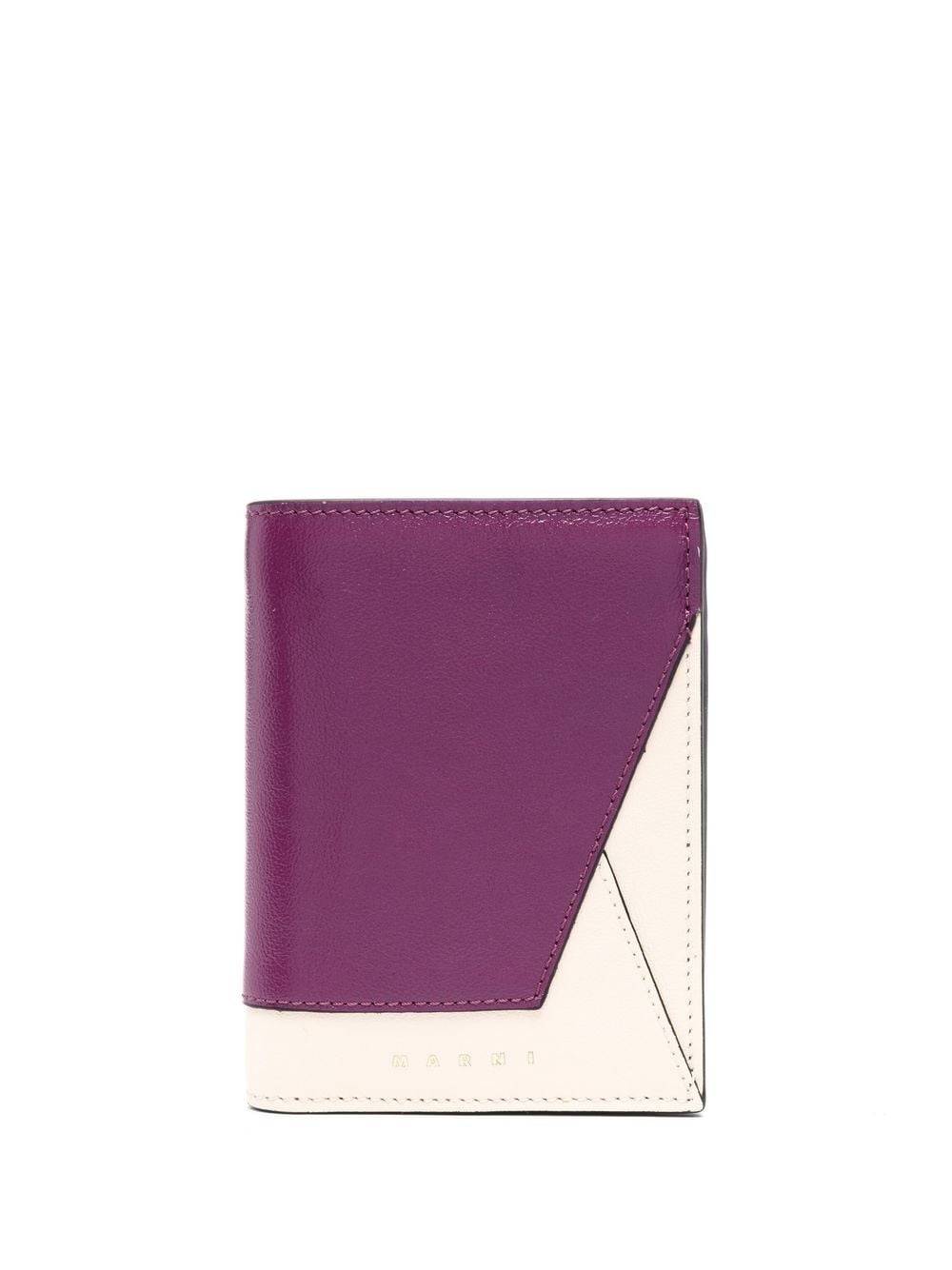 colour-block logo leather wallet - 1