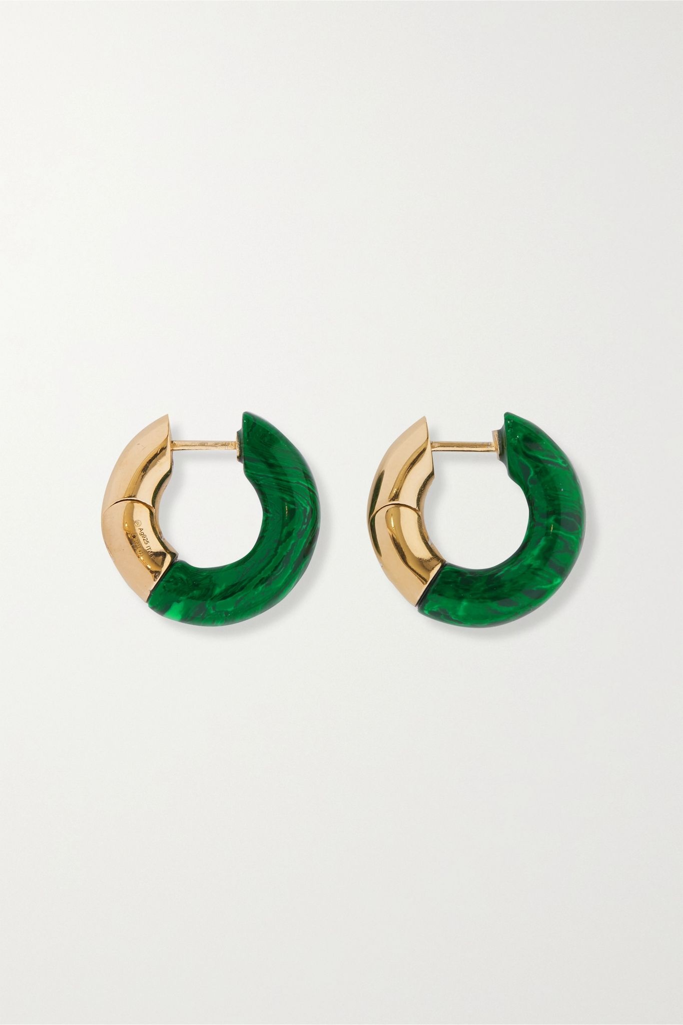 Gold-tone malachite hoop earrings - 1