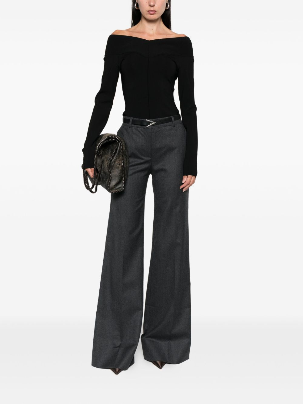 boat-neck long-sleeve top - 2