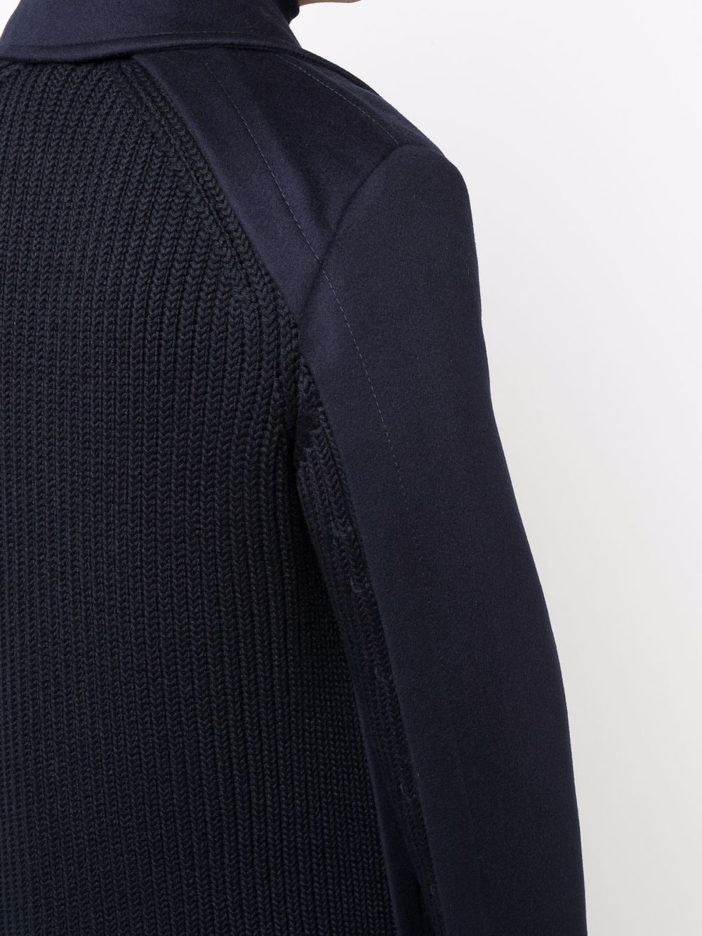 ribbed-panel double-breasted coat - 5