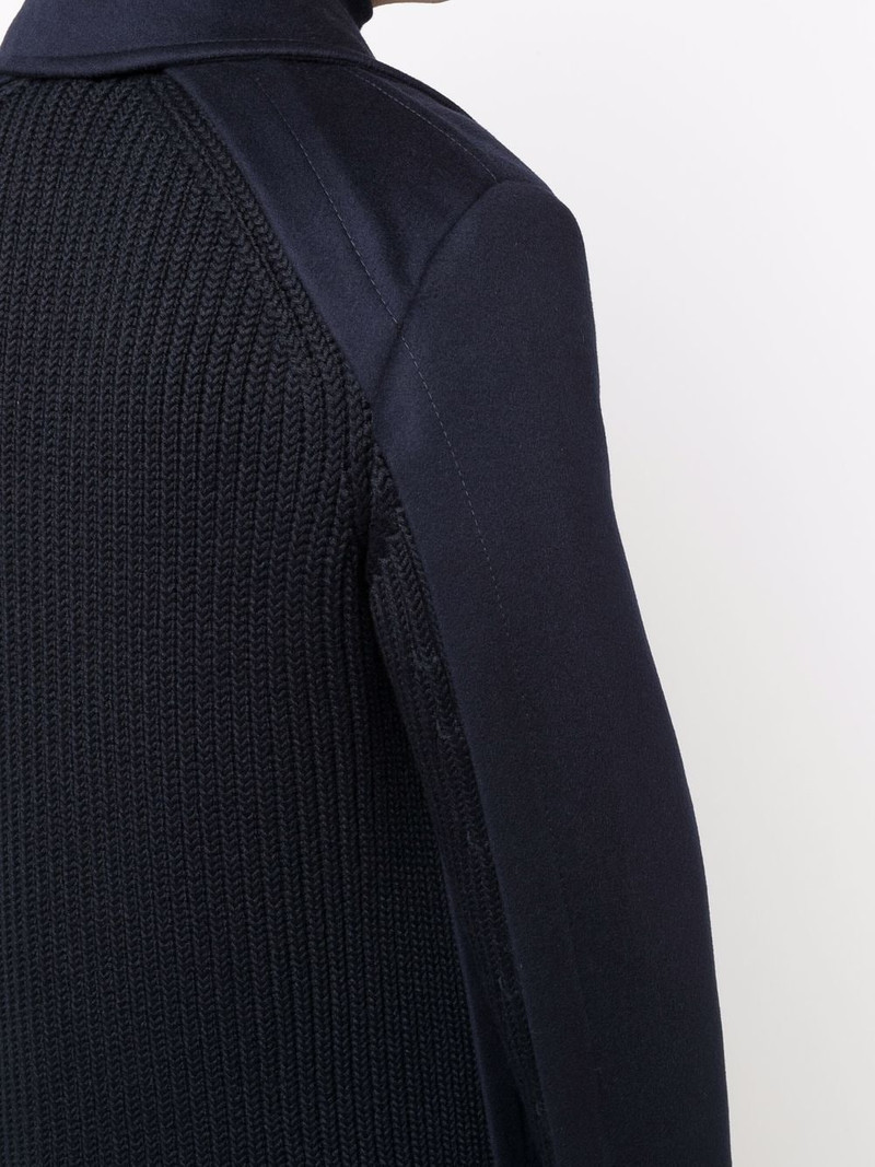 ribbed-panel double-breasted coat 5