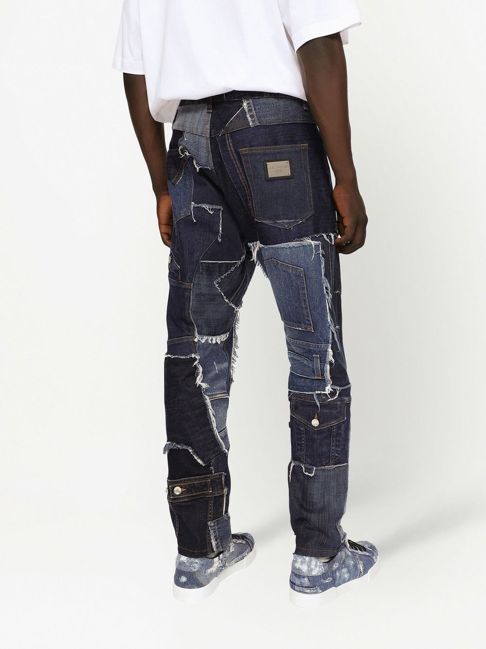 patchwork-detail straight-leg jeans - 5