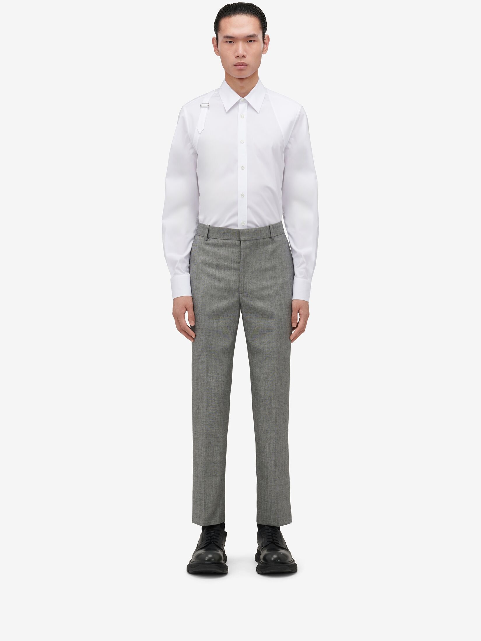 Men's Tailored Cigarette Trousers in Shark Grey - 2