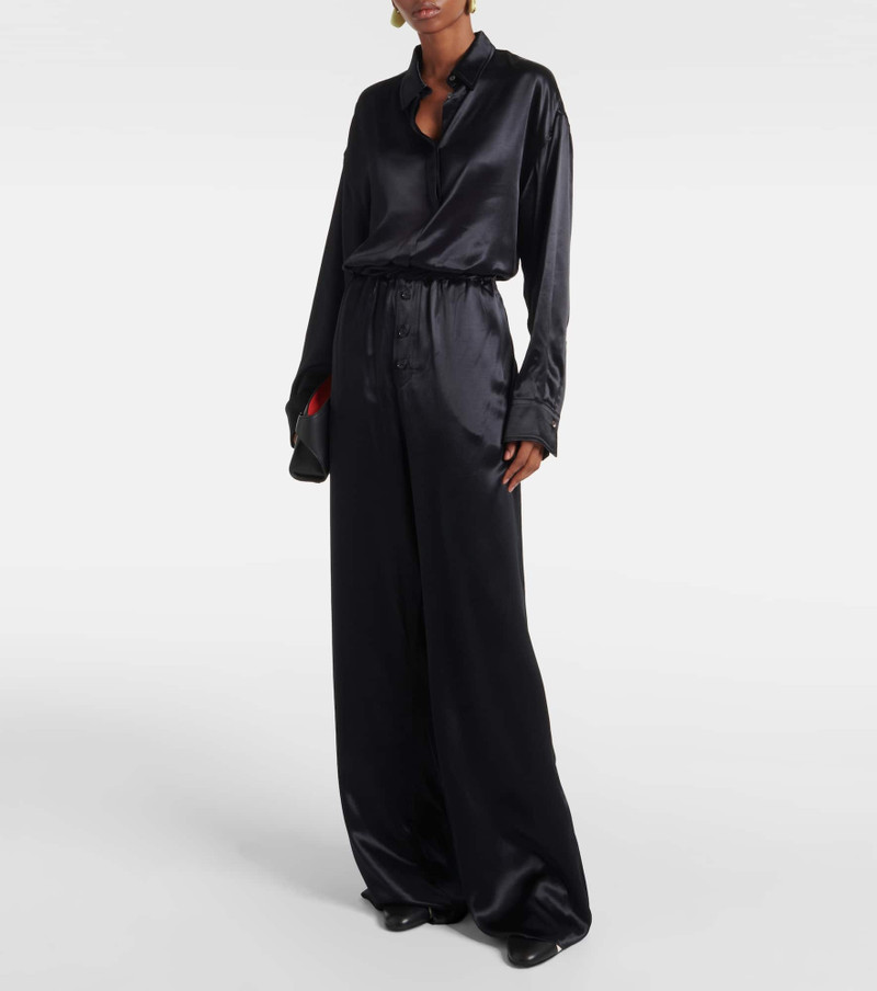 FERRAGAMO Gathered satin wide-leg pajama pants outlook