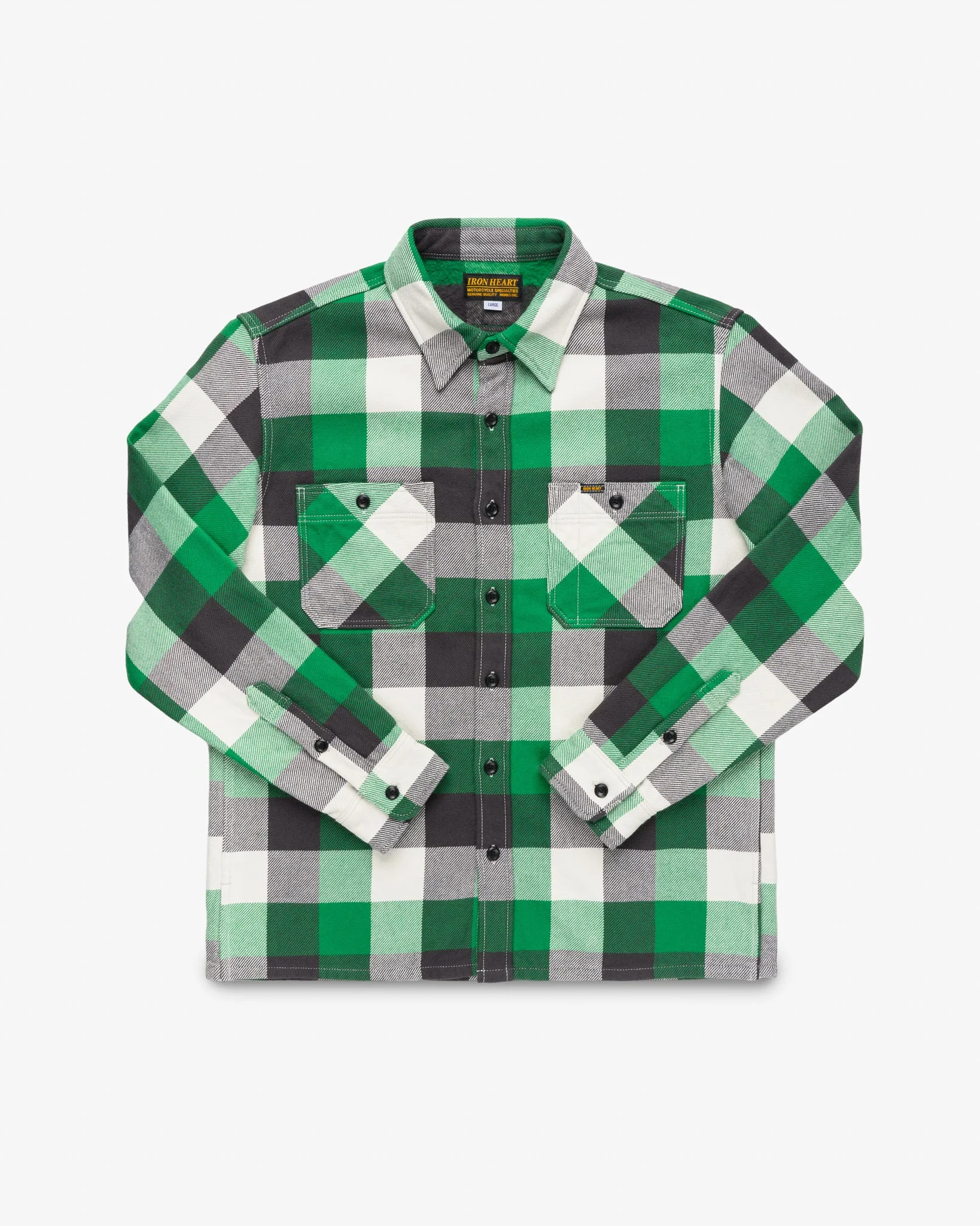 ULTRA HEAVY FLANNEL VINTAGE CHECK WORK OVERSHIRT - GREEN - 1