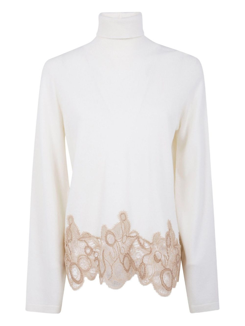 lace-trimmed turtleneck sweater 1