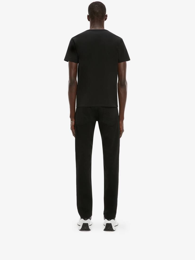 Zip Detail Denim Jeans in Black - 4