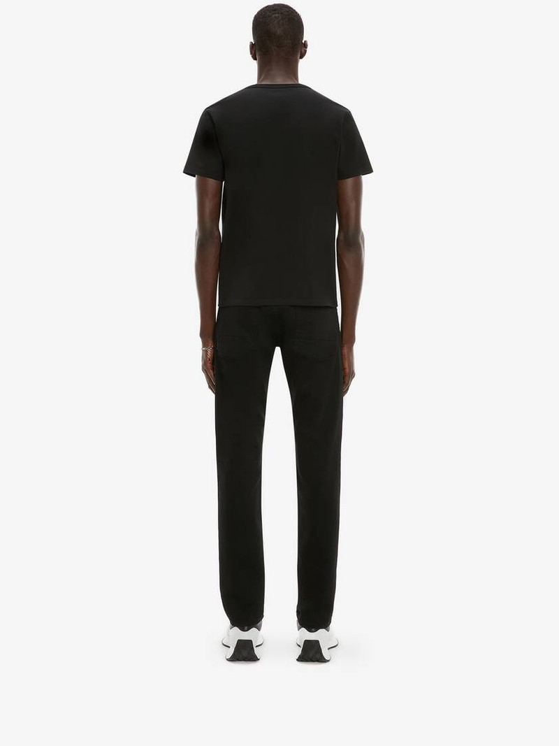 Zip Detail Denim Jeans in Black 4