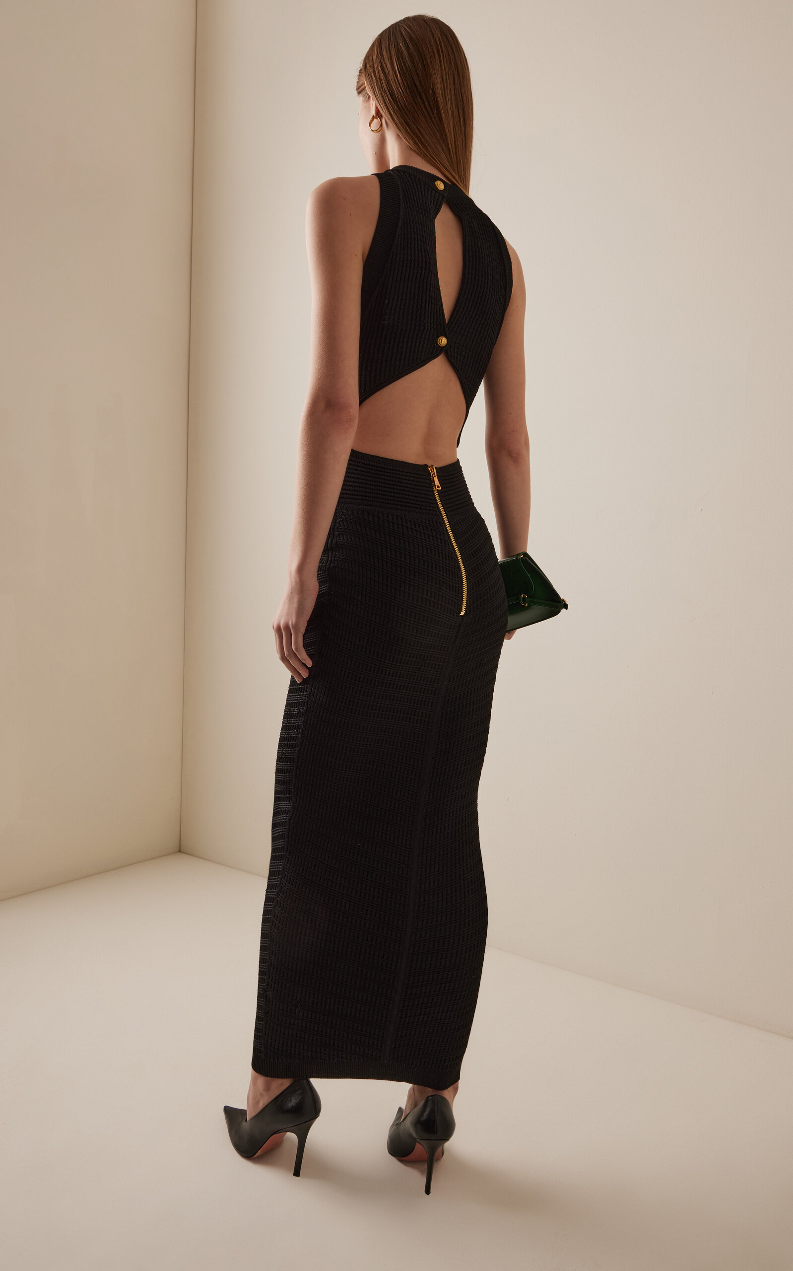 Open-Back Knit Midi Dress black - 4