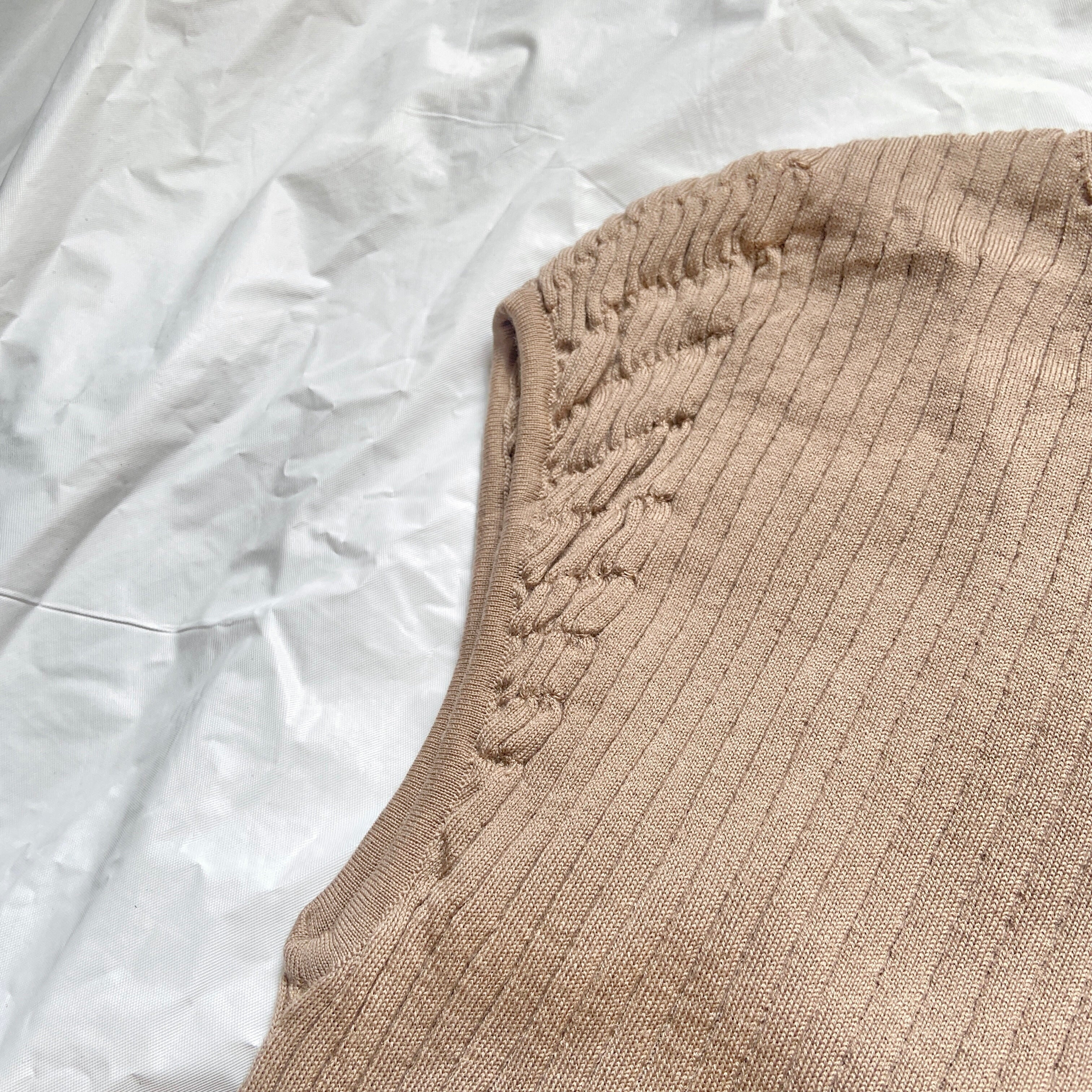 Yves Saint Laurent Rive Gauche Tom Ford beige rib knit stretch top S - 5