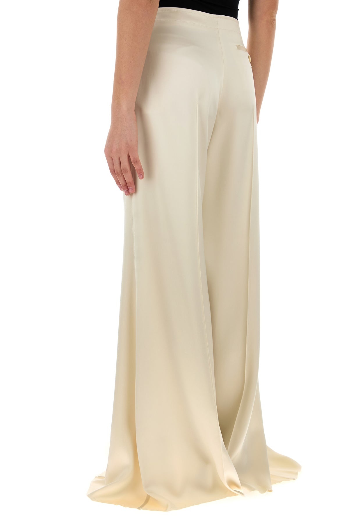 Cream satin wide-leg pant - 4