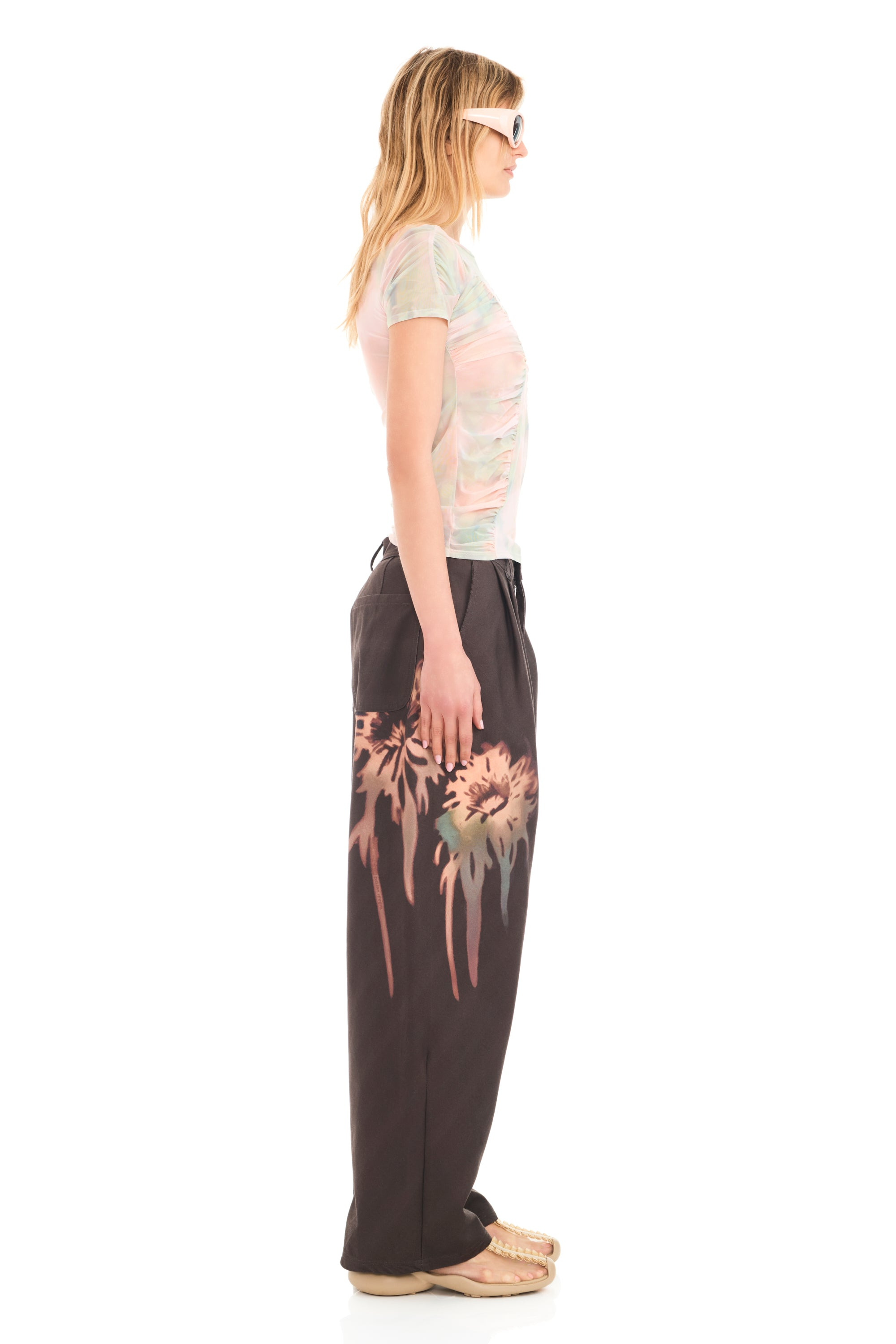WASHED DAISY PLAID SERPENTINE S/S TOP - 4