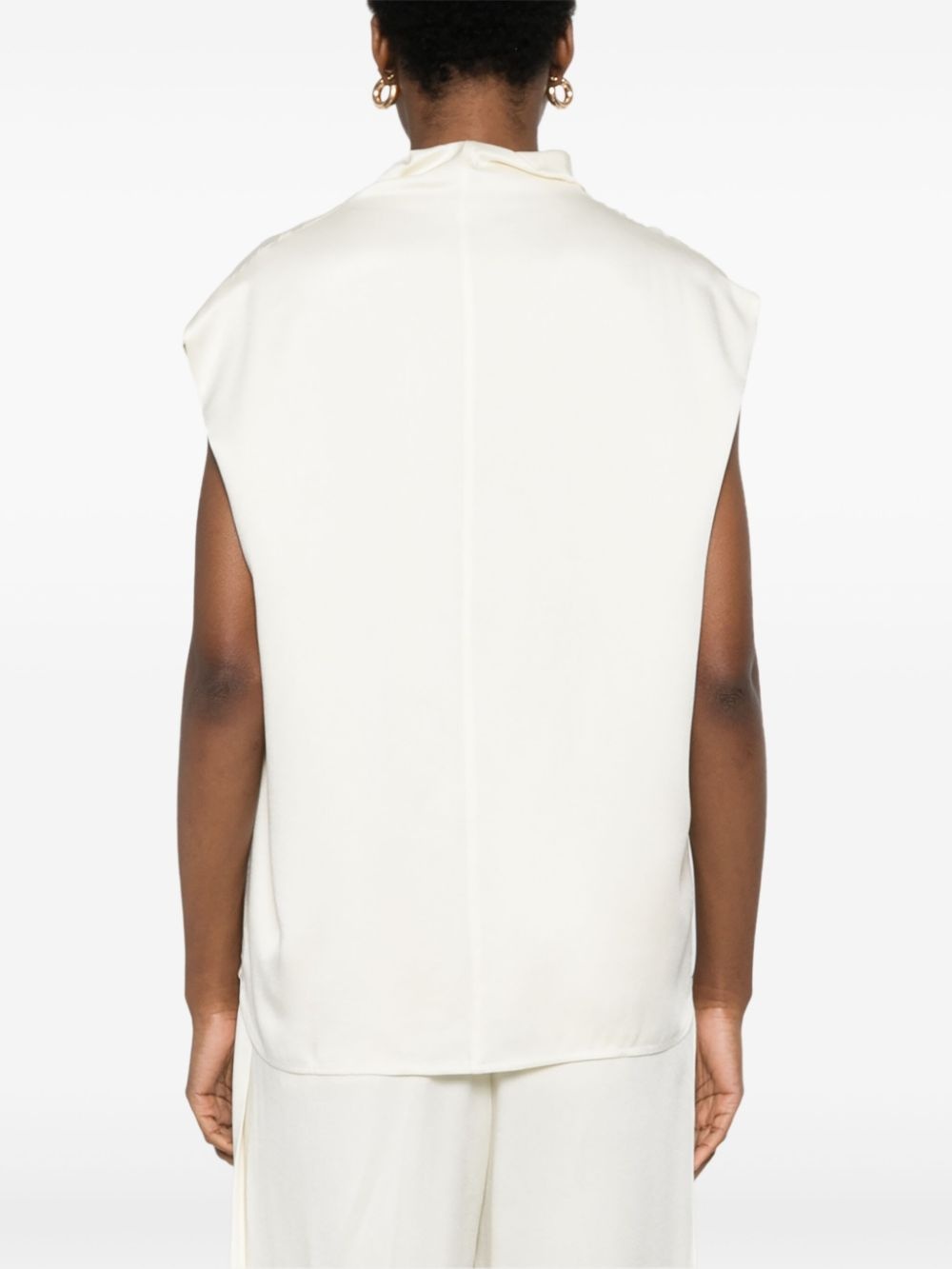 sleeveless funnel-neck blouse - 4