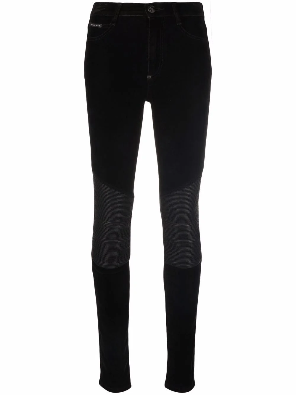 leather-inset high-waist skinny jeans - 1