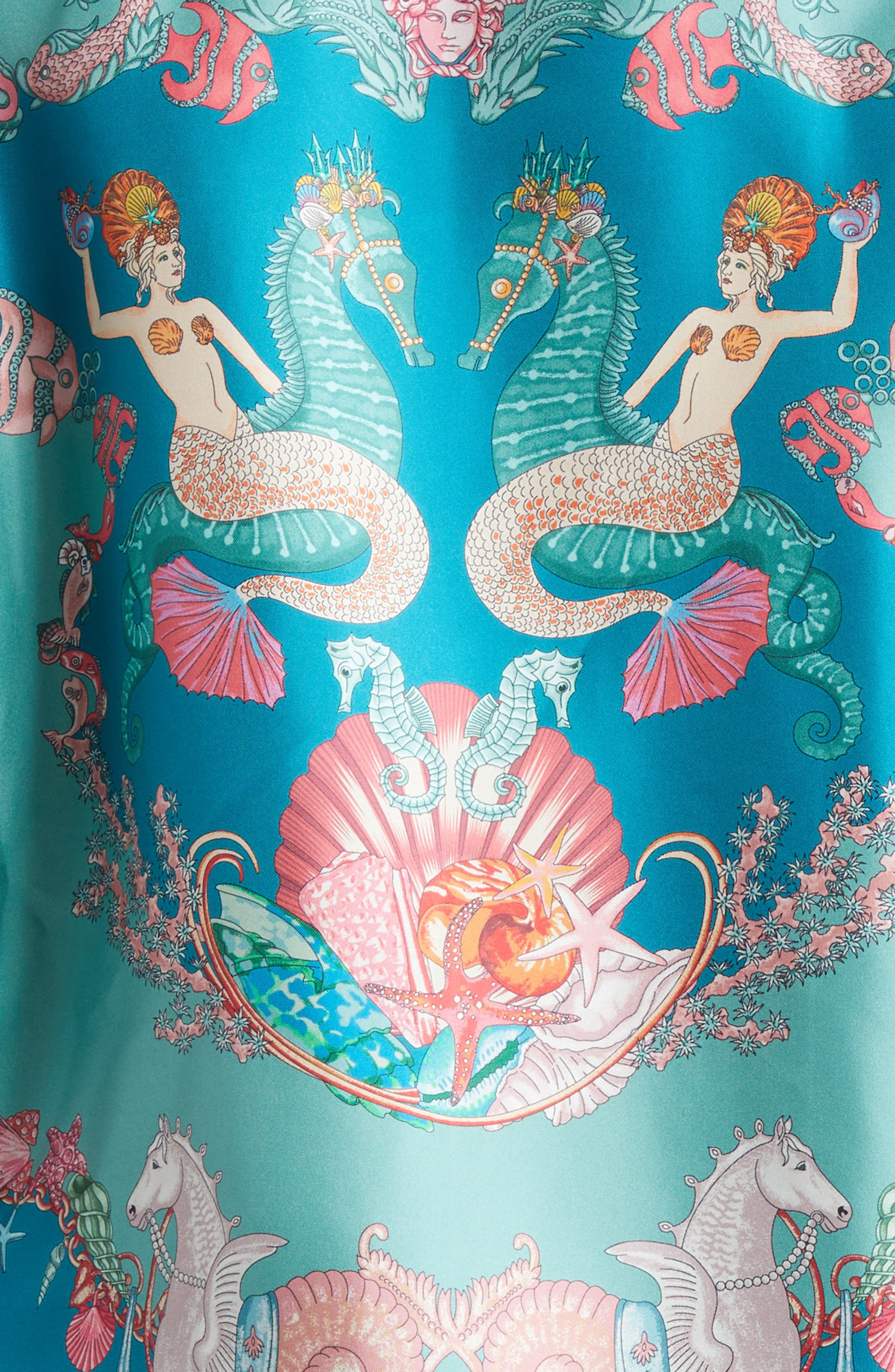 Versace Coral Theater Silk Twill Camp Shirt in Sea Green Dark Sea Green at Nordstrom - 7
