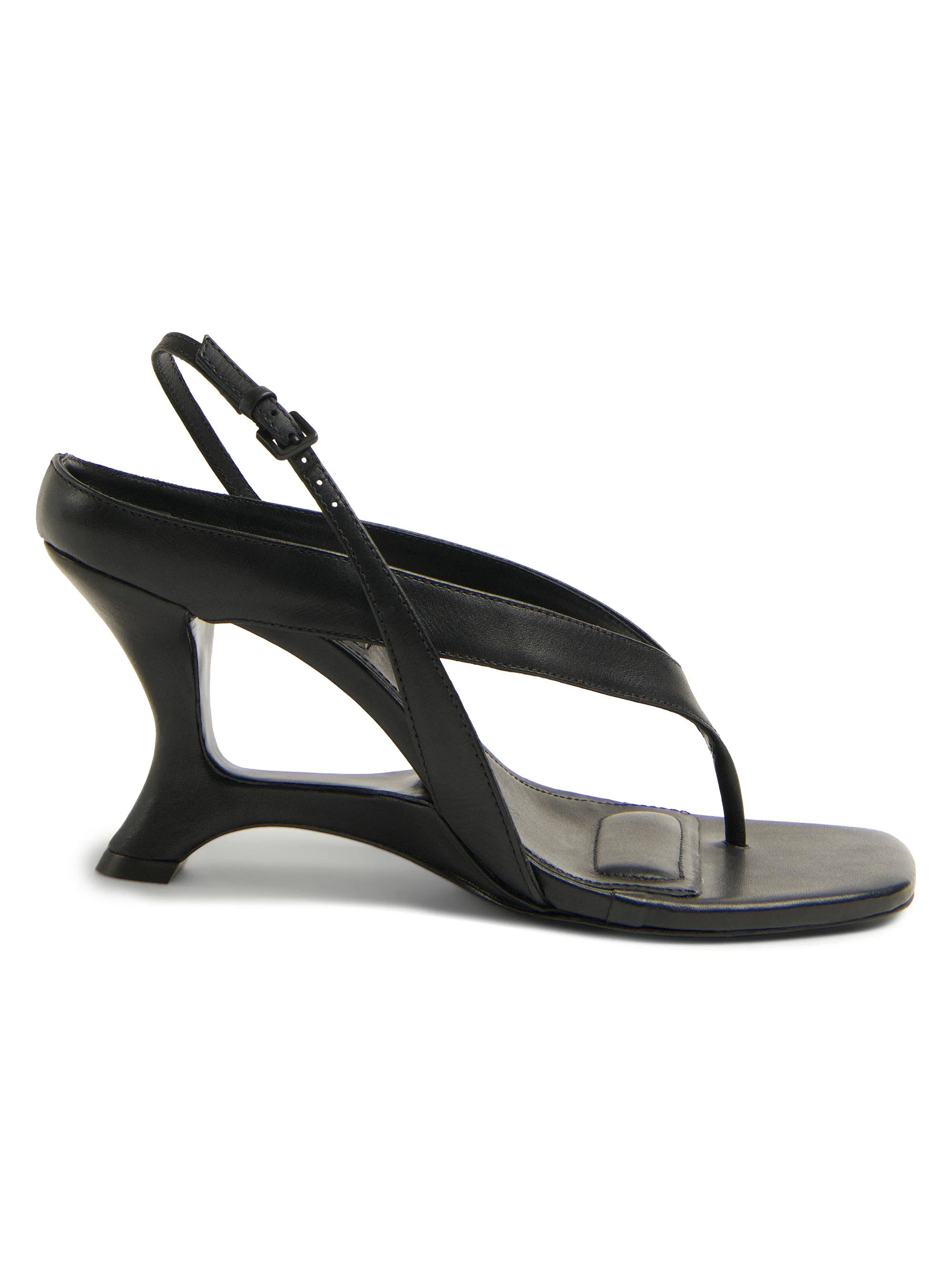 Women's Darya 80MM Leather Wedge Sandals - Black - 1