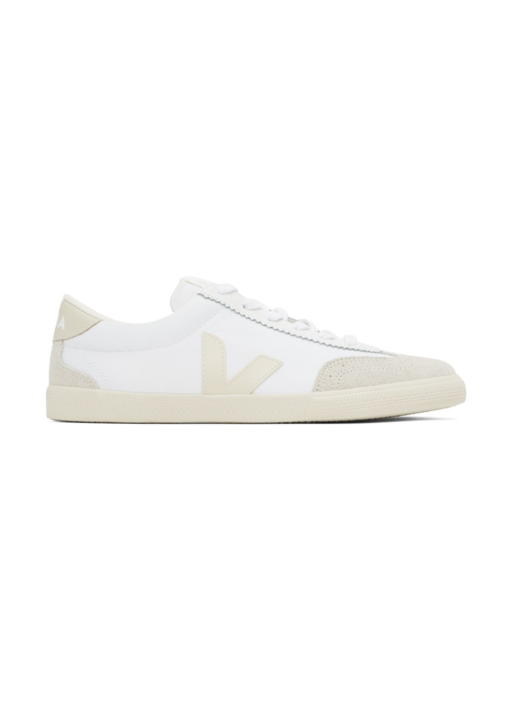 White & Gray Volley Canvas Sneakers - 1