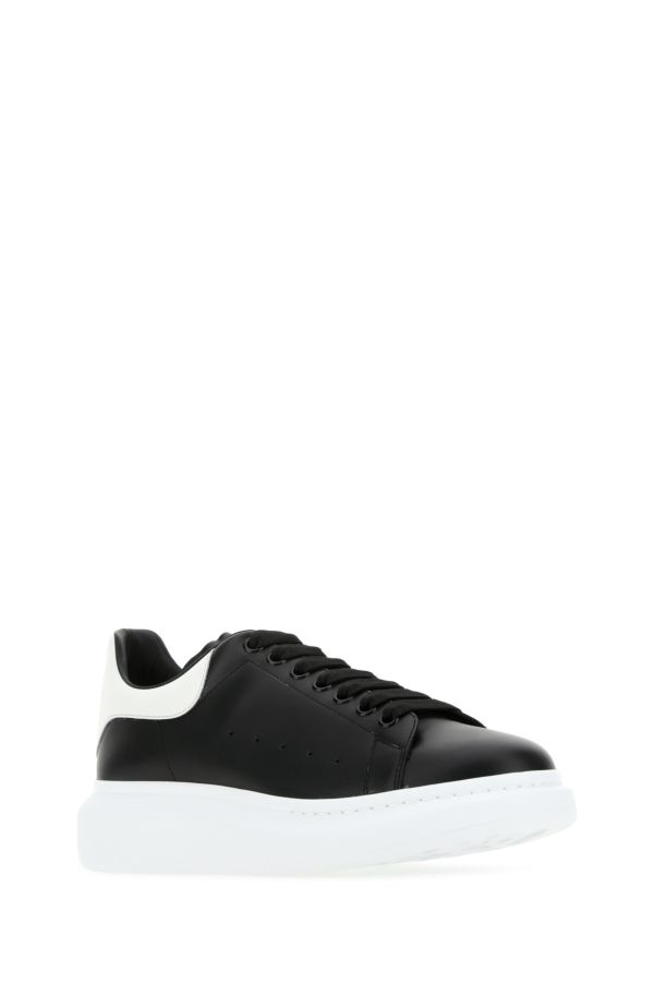 Black leather sneakers with white leather heel - 2
