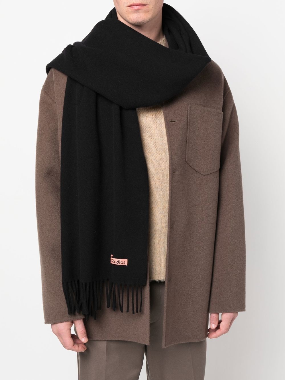 fringed wool scarf - 2